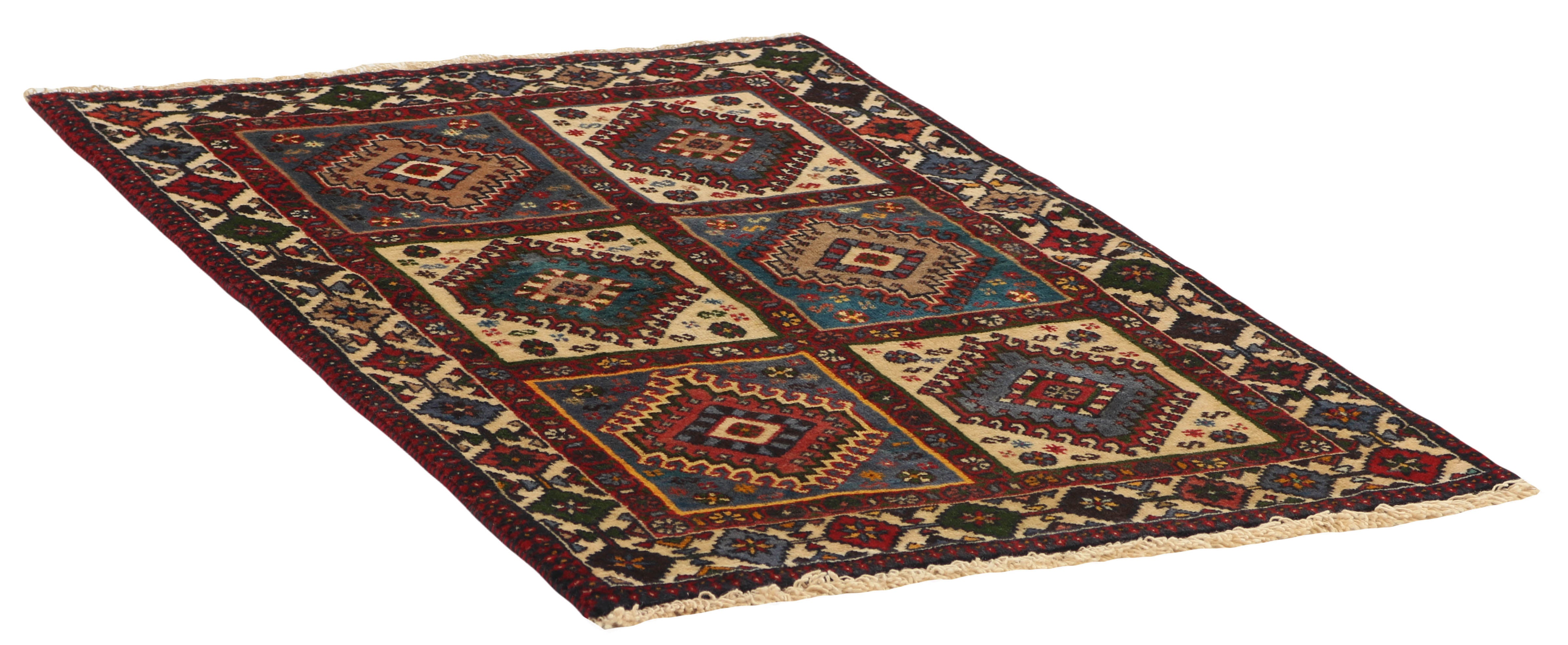 red authentic persian rug with a traditional design