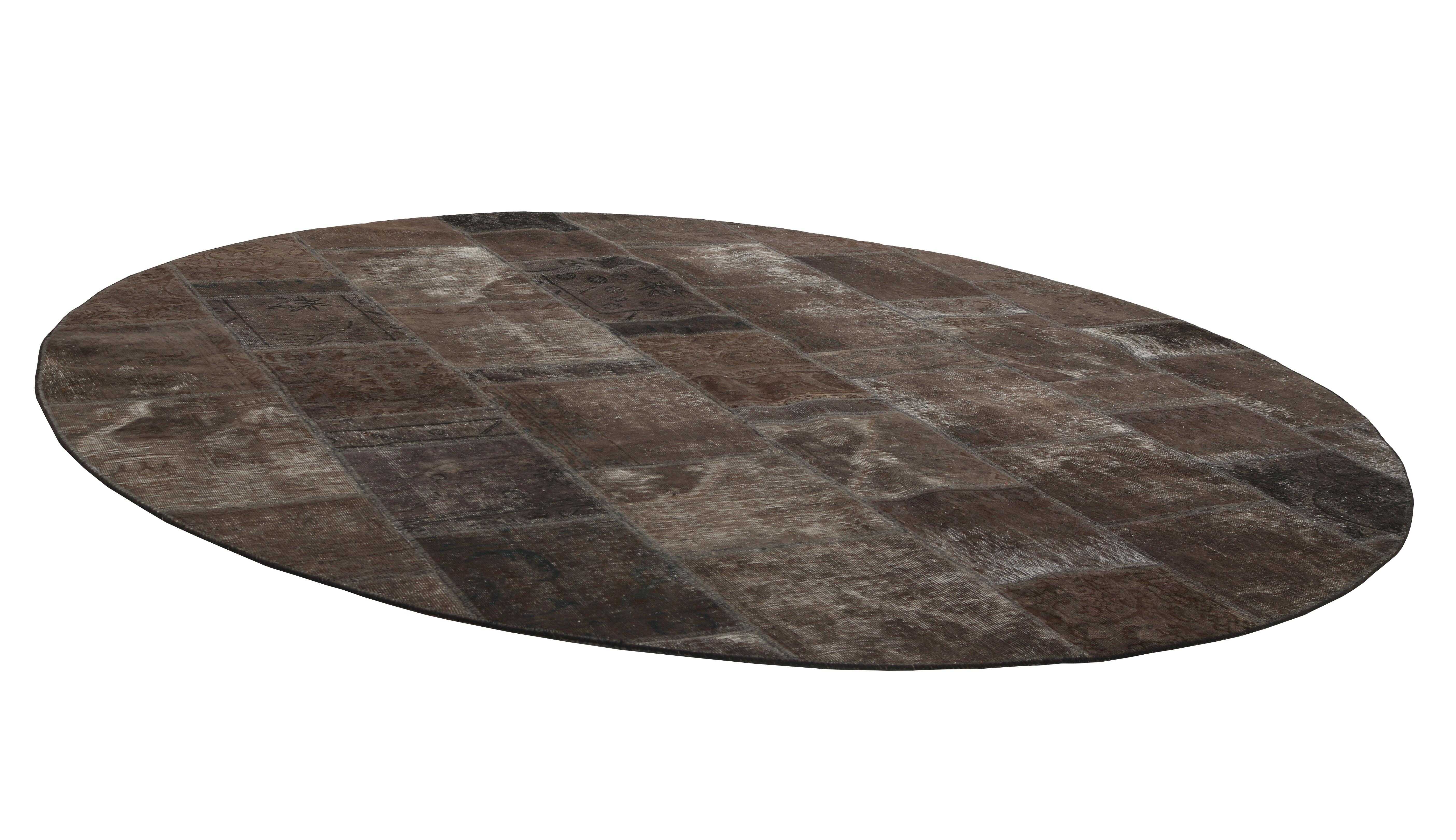 Authentic black patchwork persian circle rug