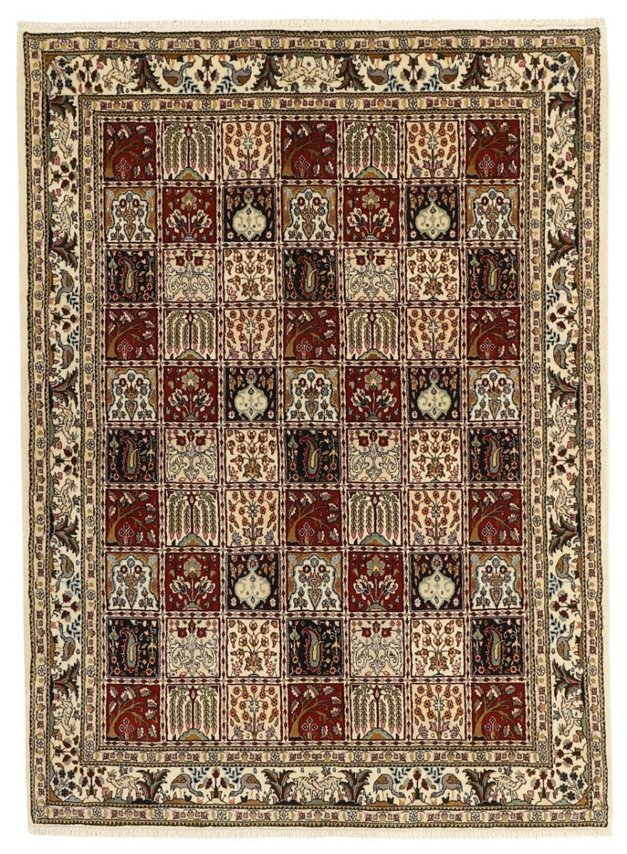 authentic persian rug with floral pattern in multicolour