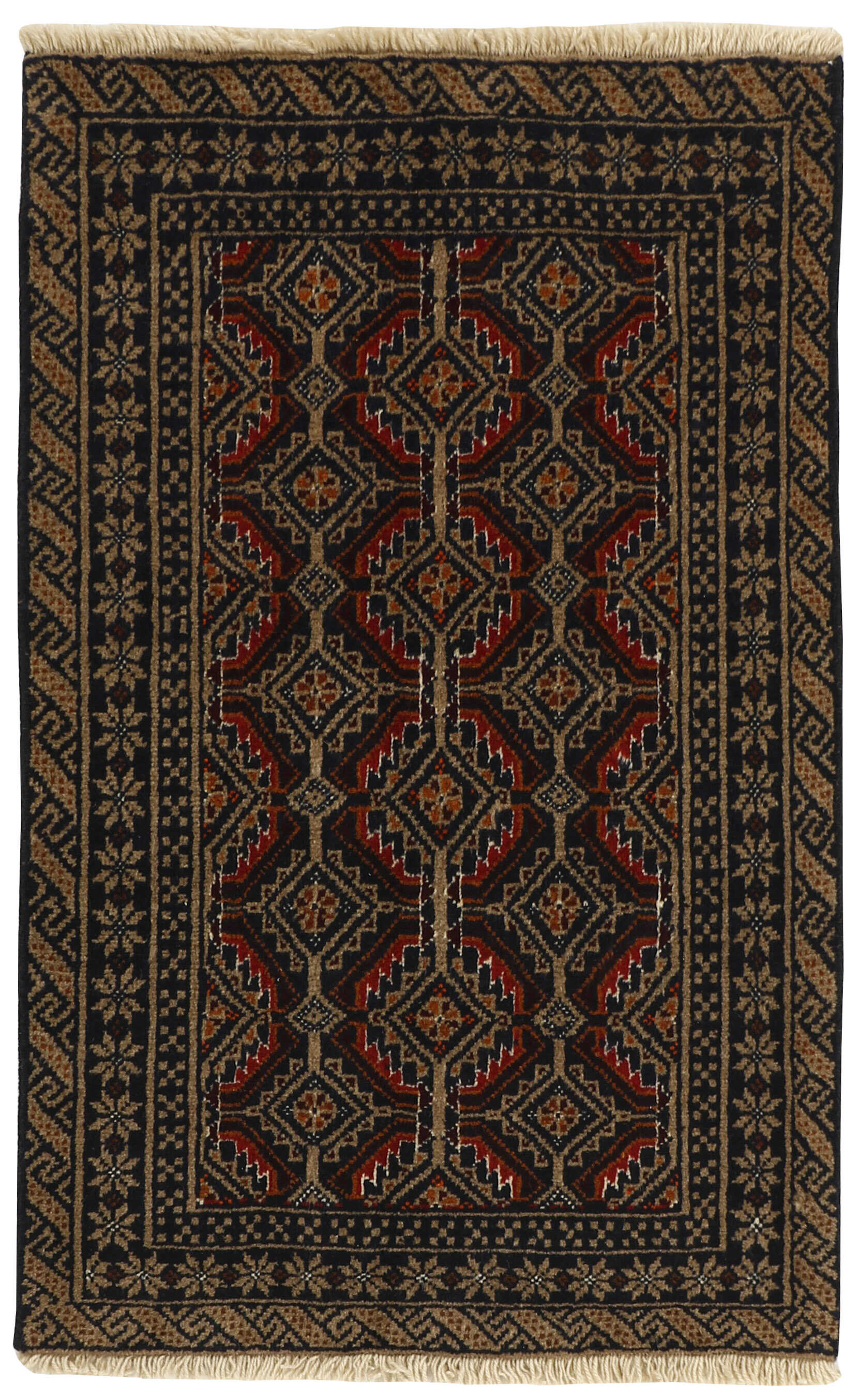 Brown Persian wool rug with traditional design