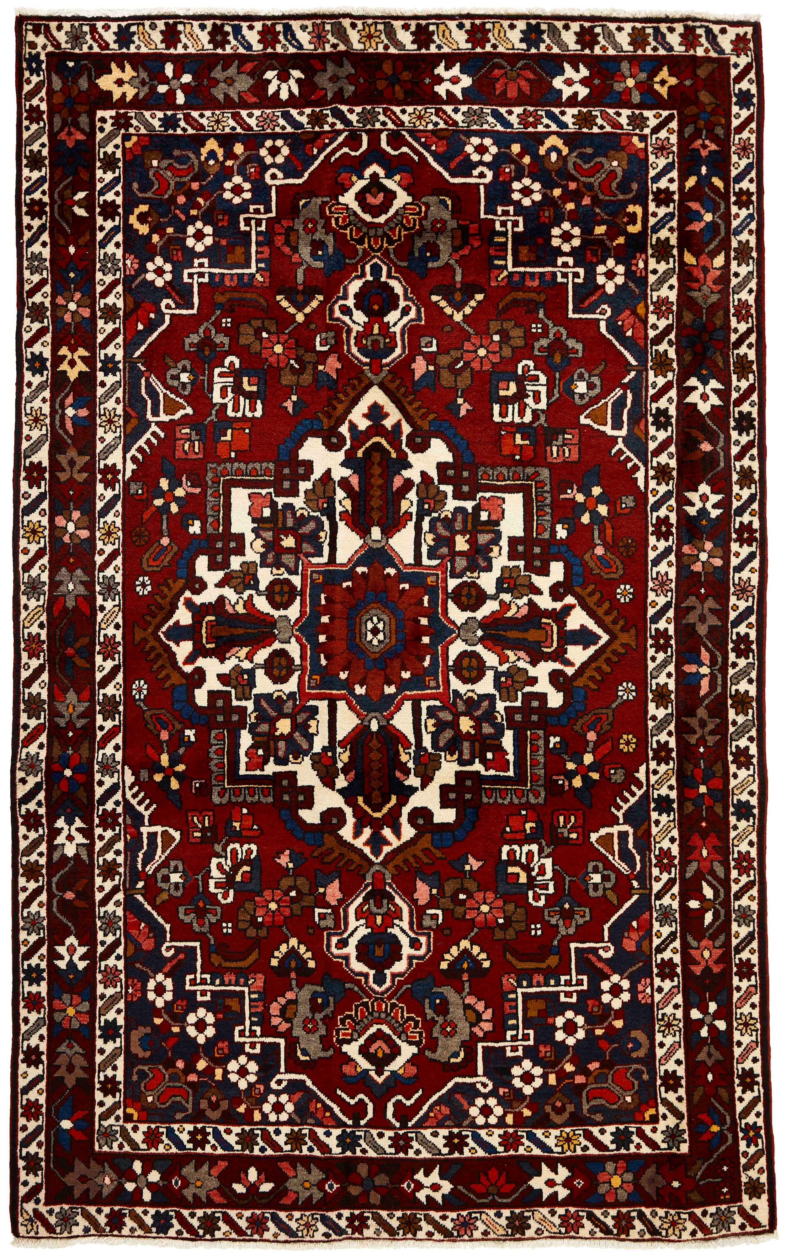 Authentic persian rug with traditional pattern in multicolour