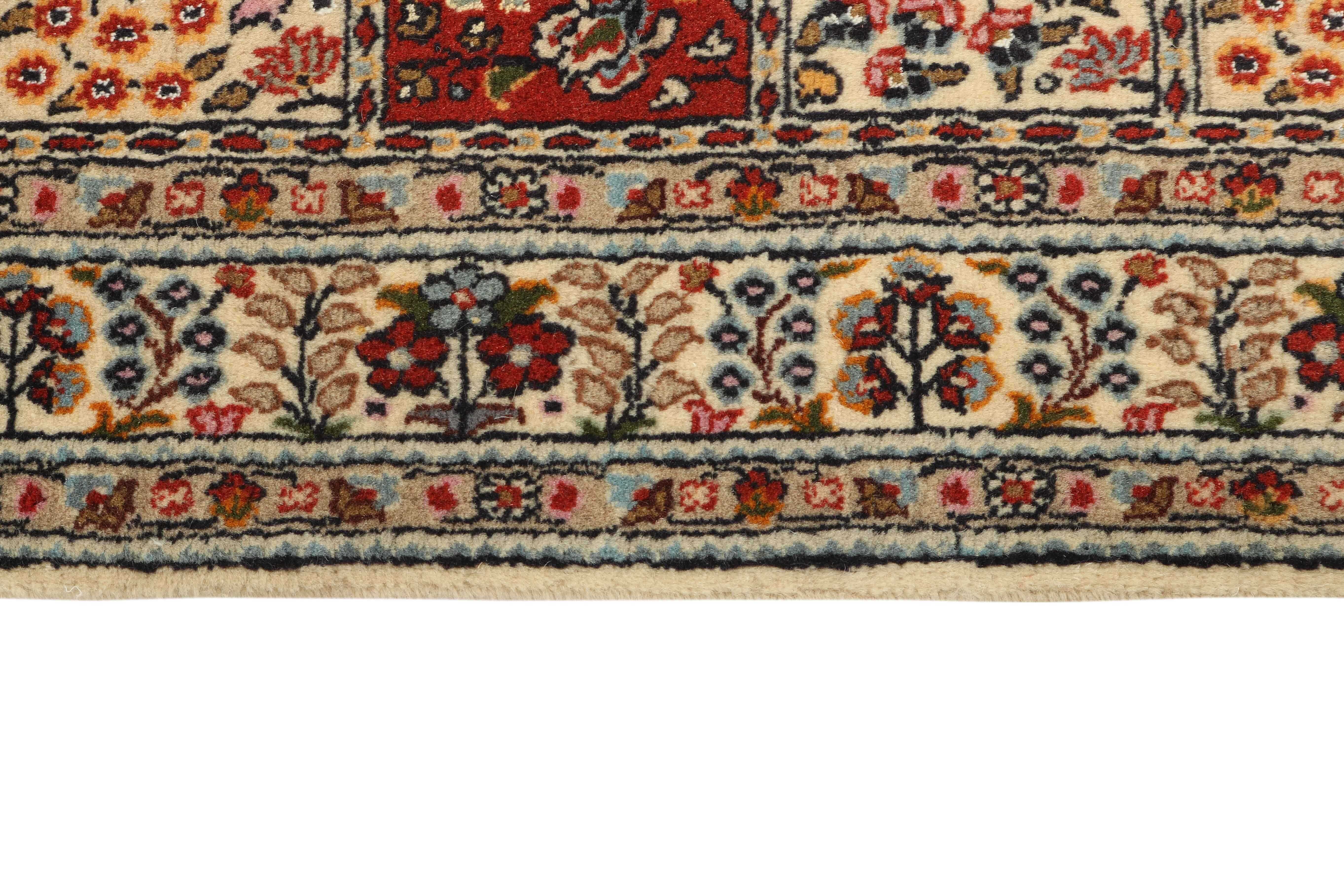 authentic persian rug with floral pattern in beige