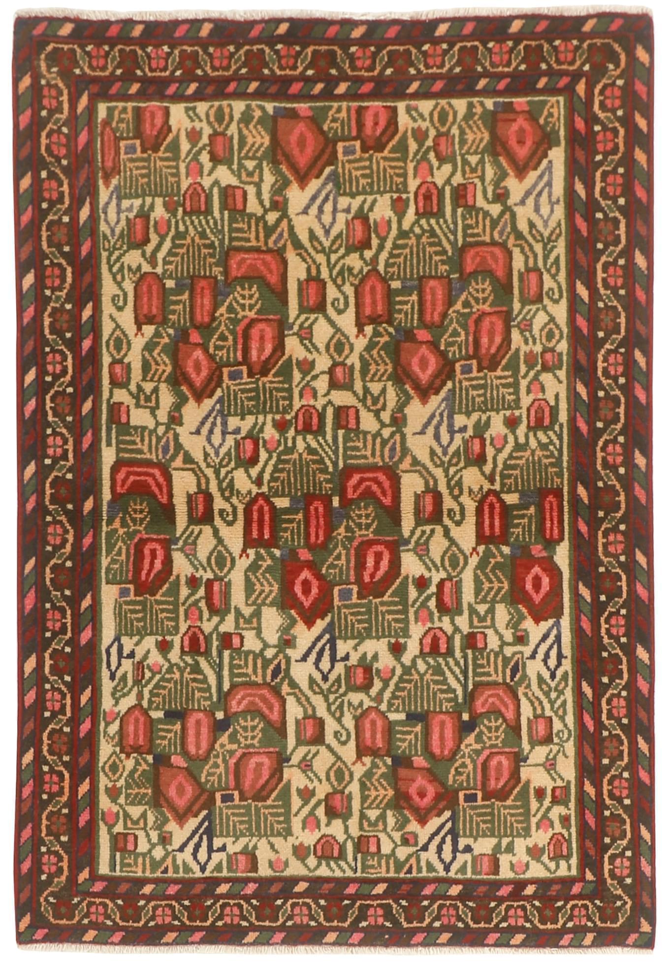 Authentic persian rug with a traditional design in red