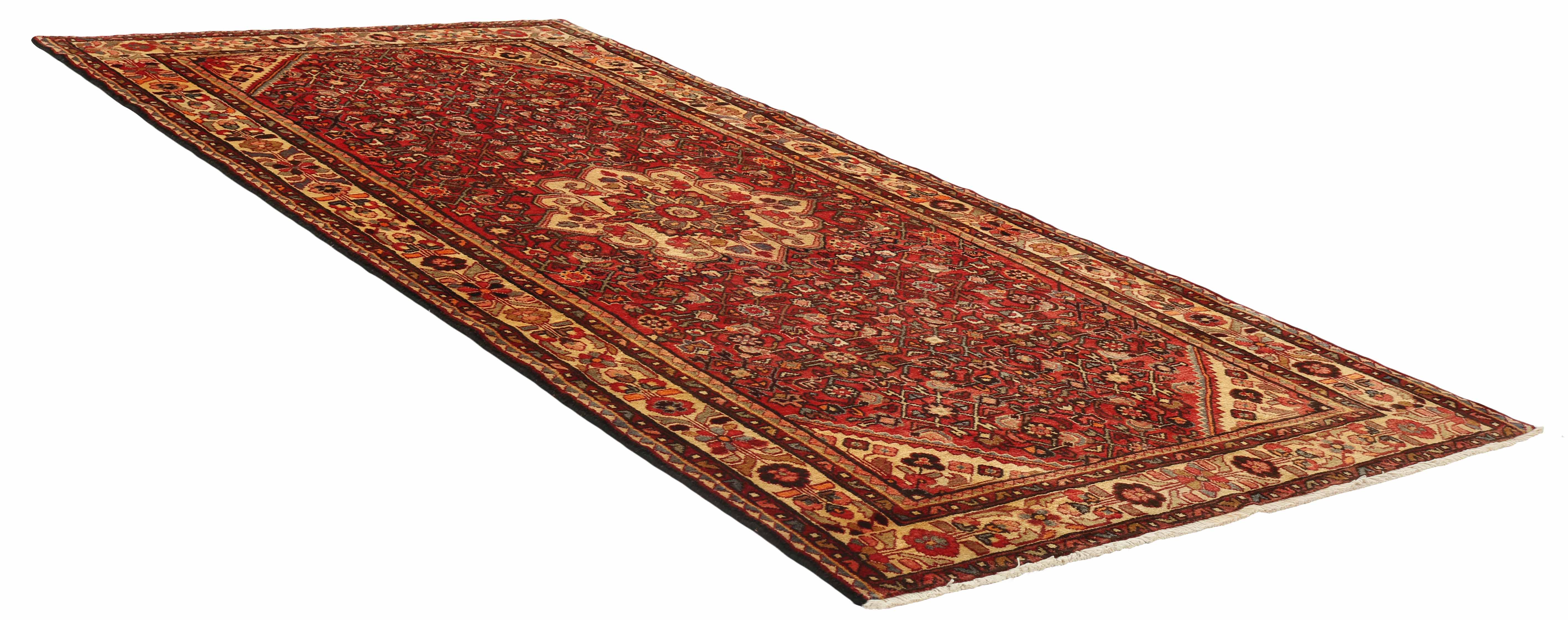 Large Persian rug with traditional floral pattern in red and black