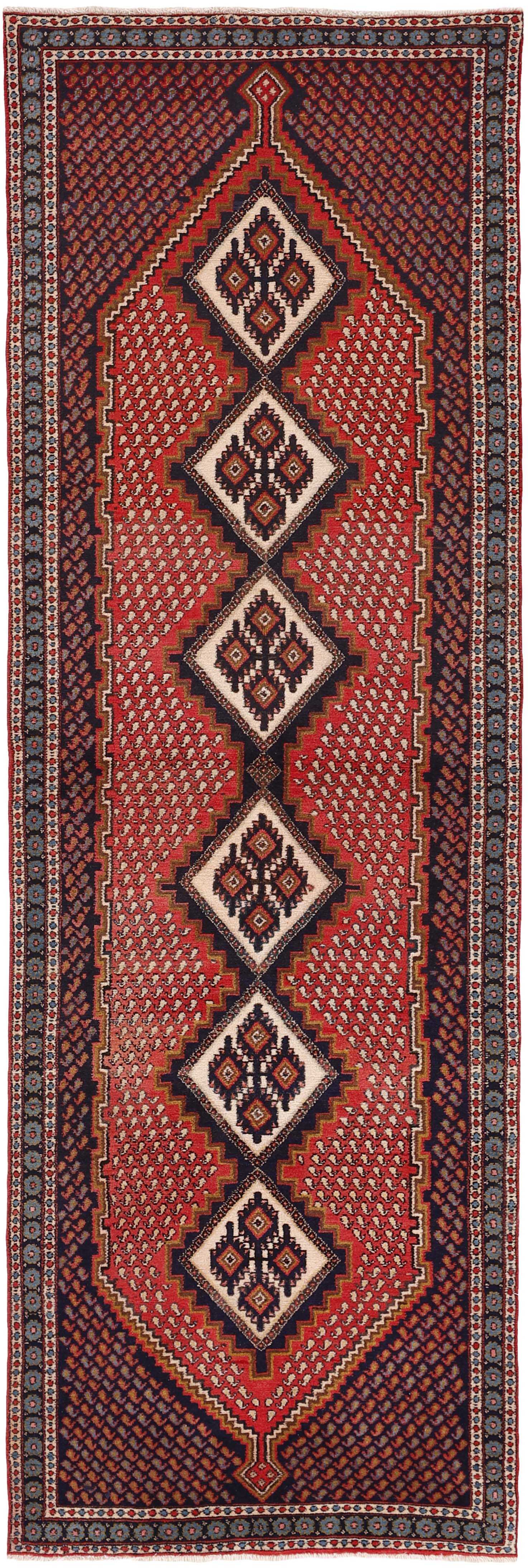 Authentic persian runner with a traditional design in red