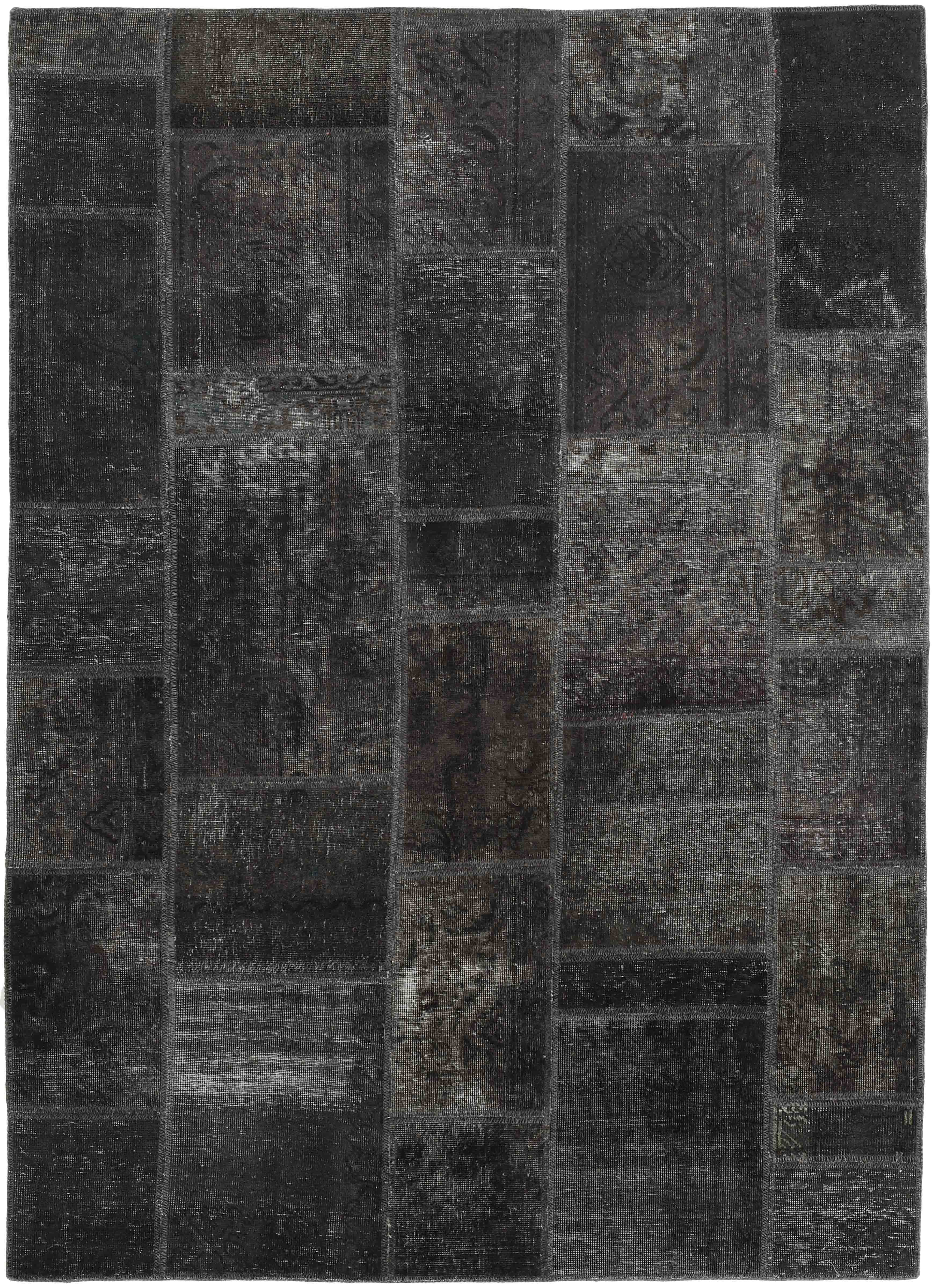 Authentic grey and black patchwork persian rug