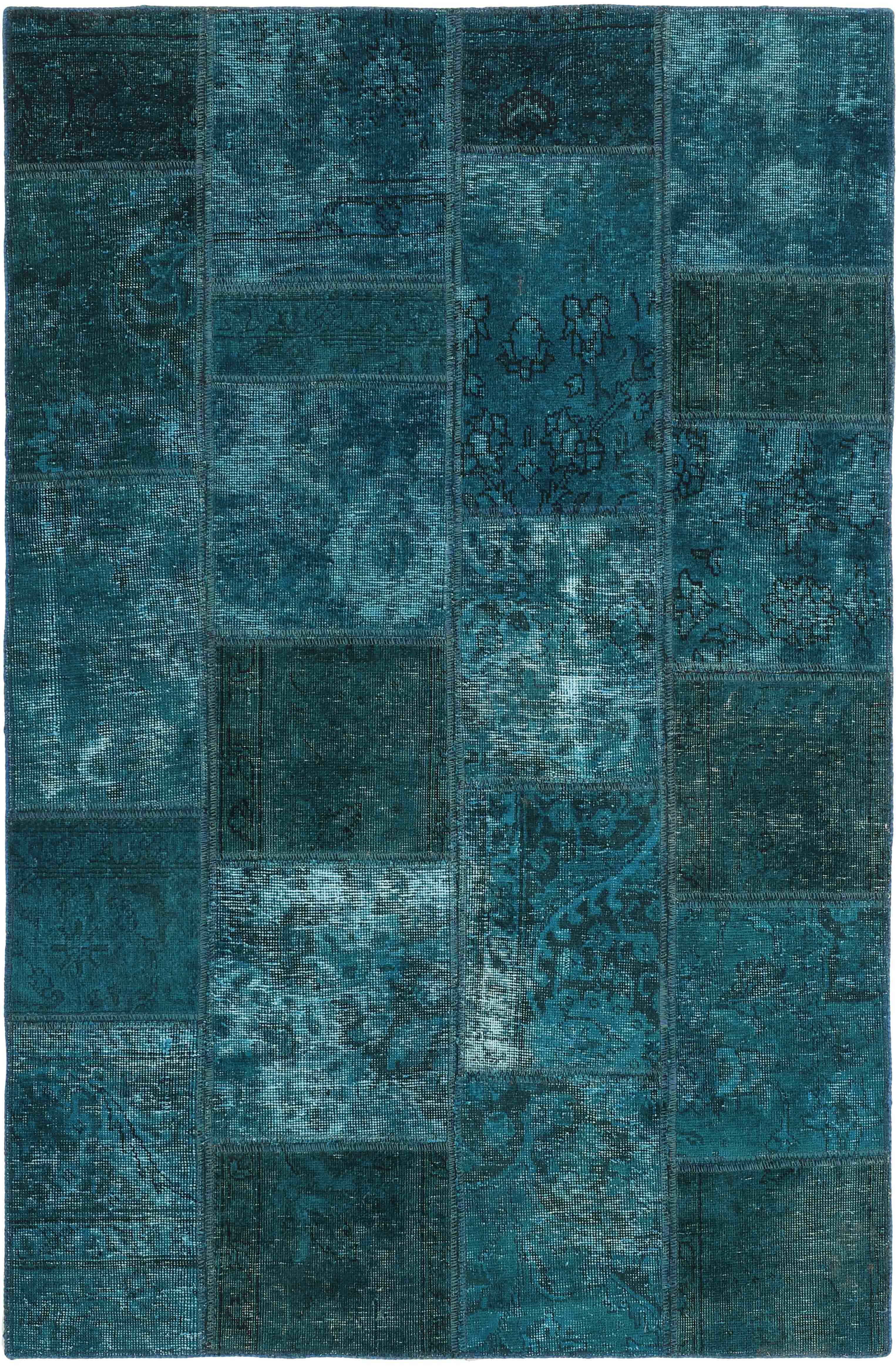 Authentic blue patchwork persian rug