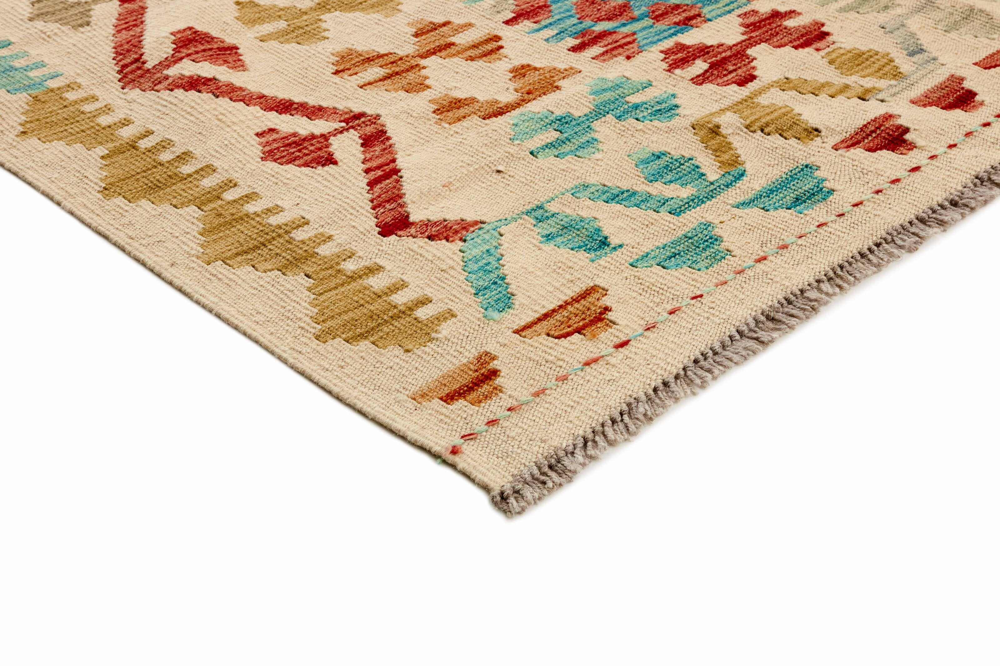 Authentic Persian Kilim flatweave rug with traditional multicolour pattern