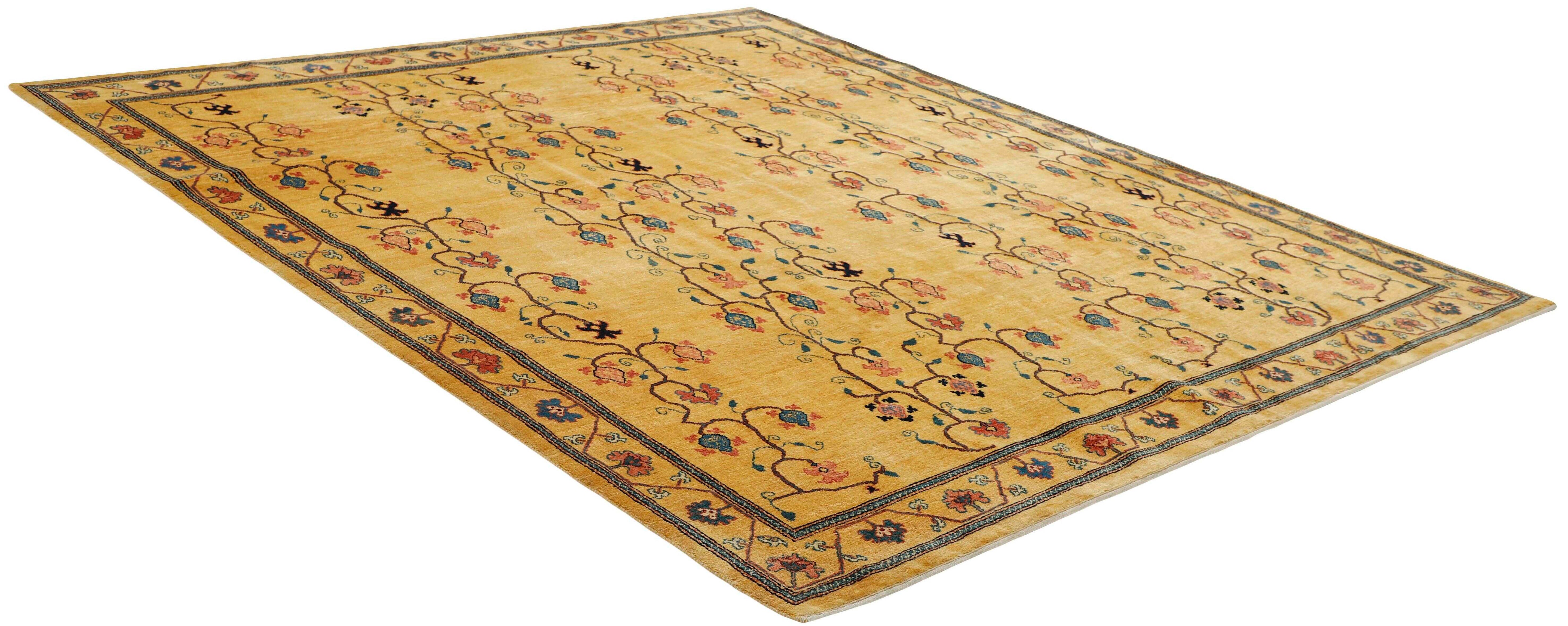 multicoloured square Persian rug with tribal geometric design