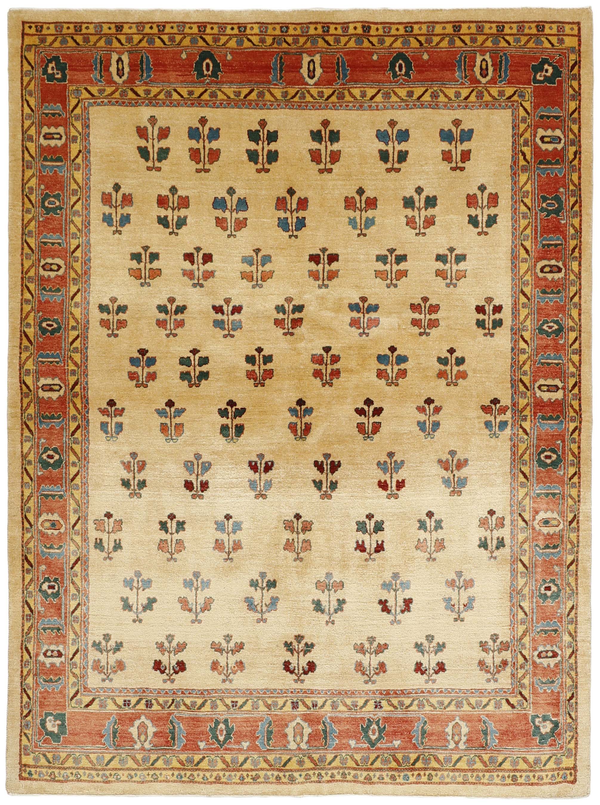 Beige Persian rug with tribal geometric design