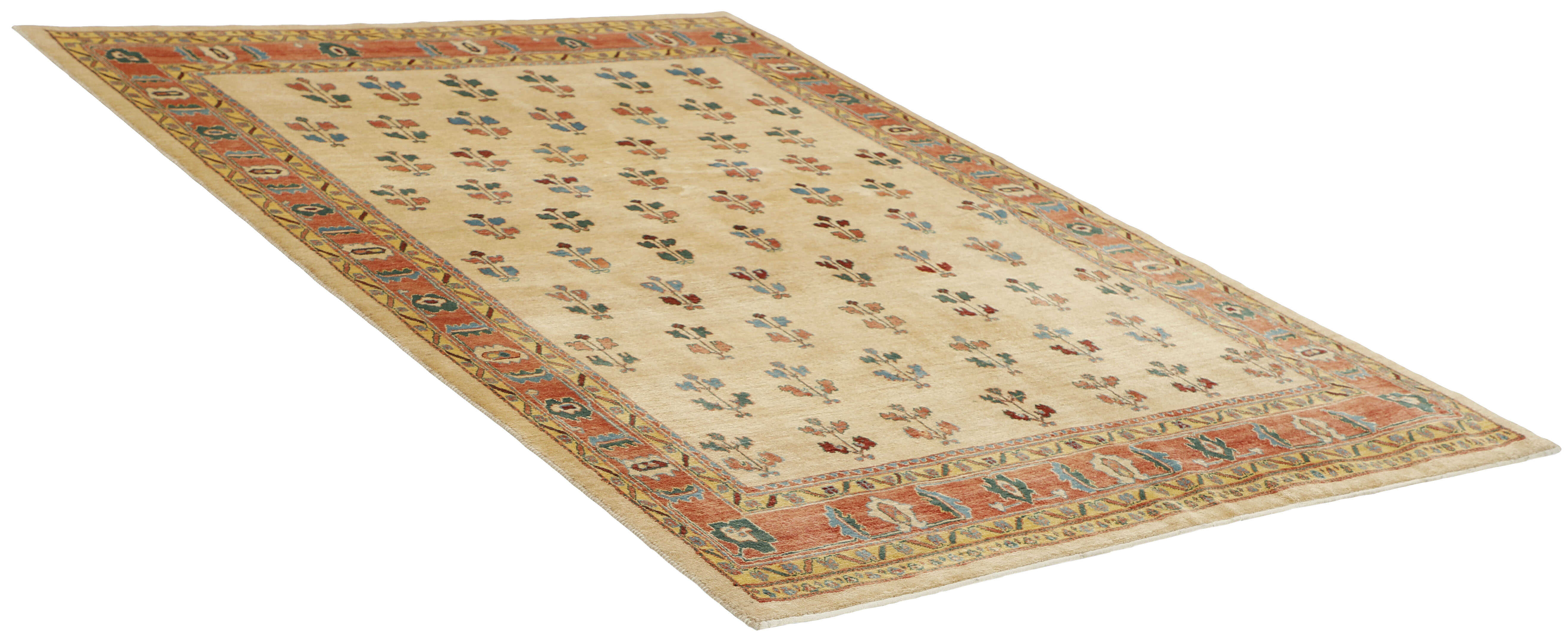 Beige Persian rug with tribal geometric design