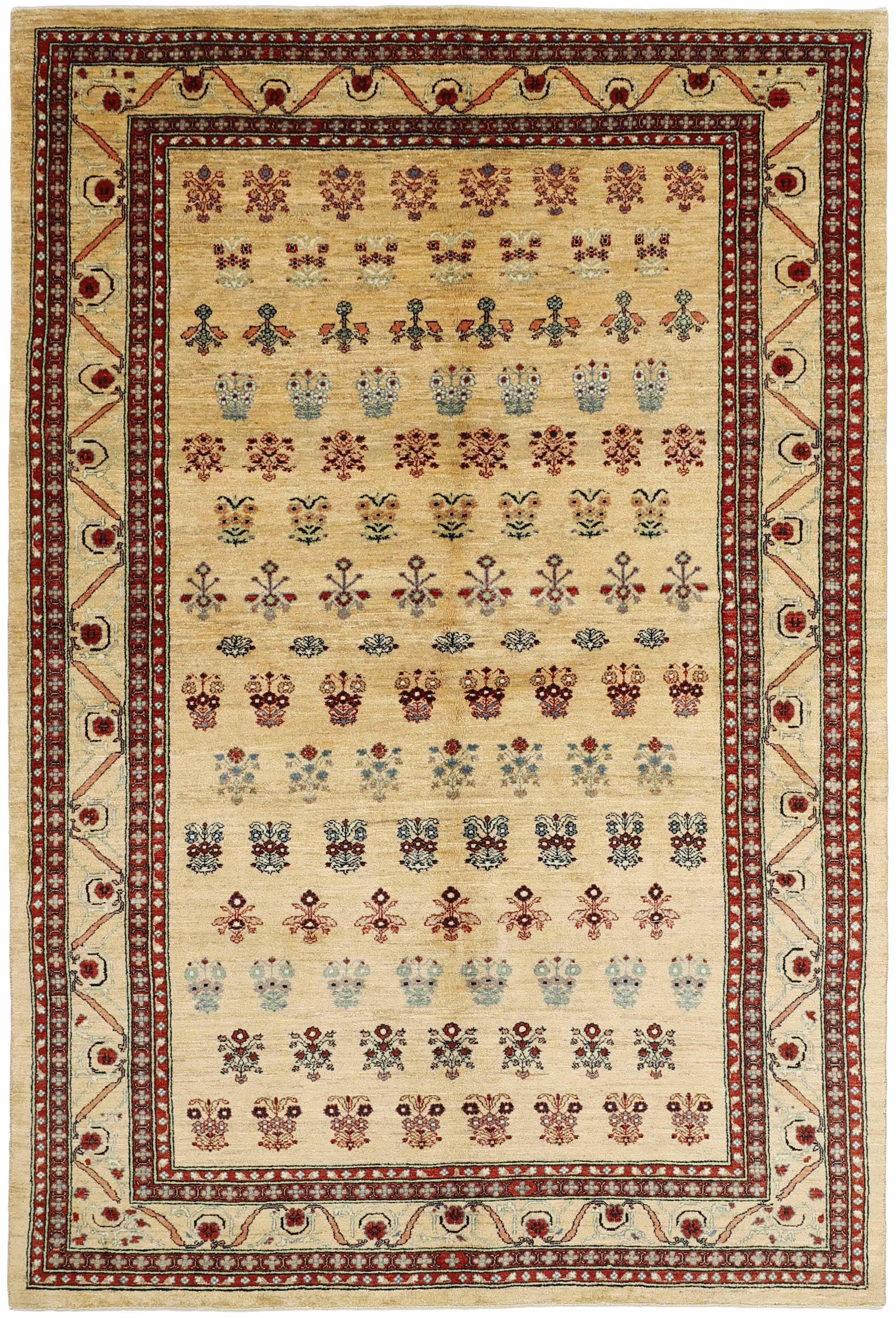 Beige Persian rug with tribal geometric design