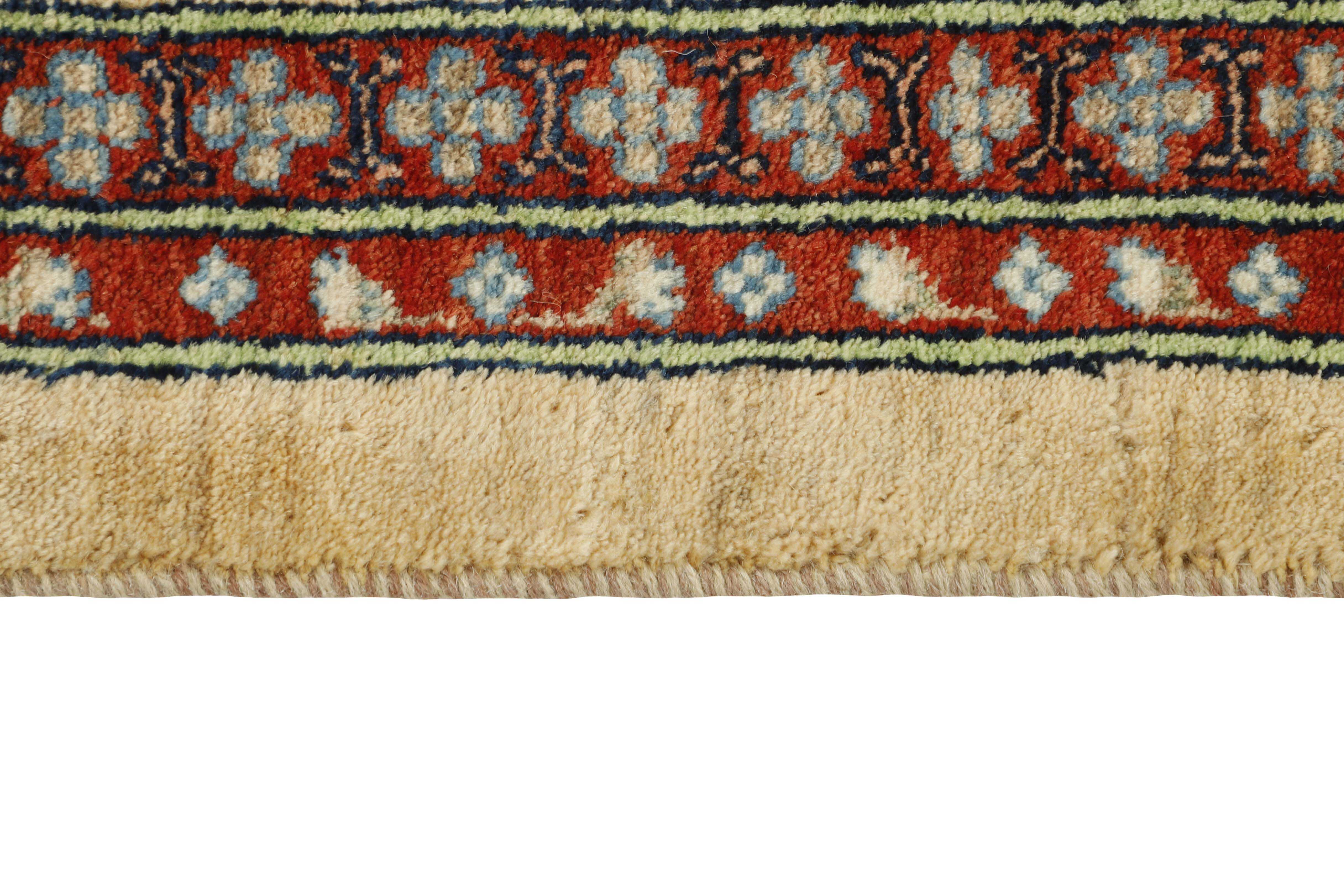 Beige Persian rug with tribal geometric design