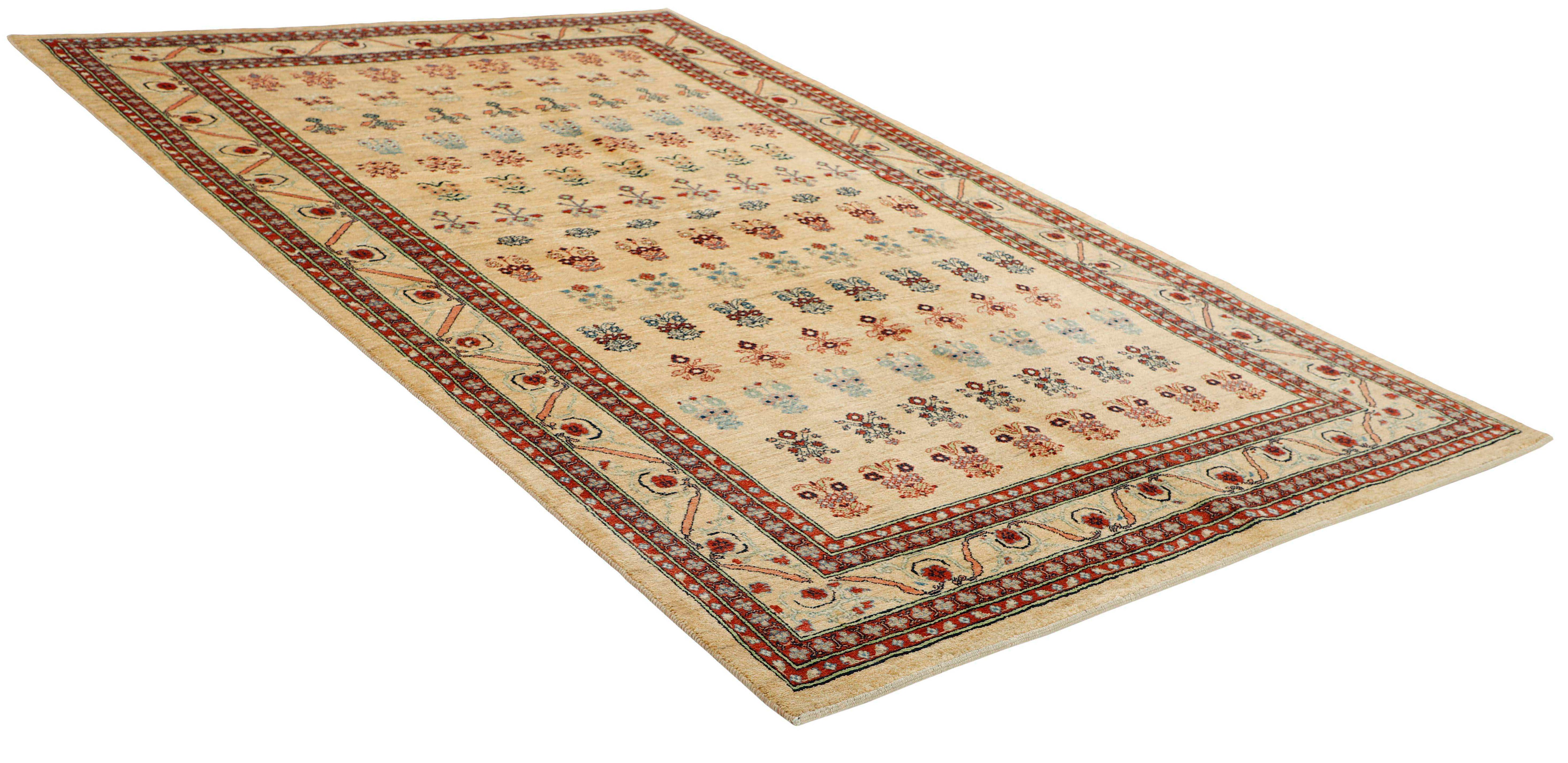 Beige Persian rug with tribal geometric design