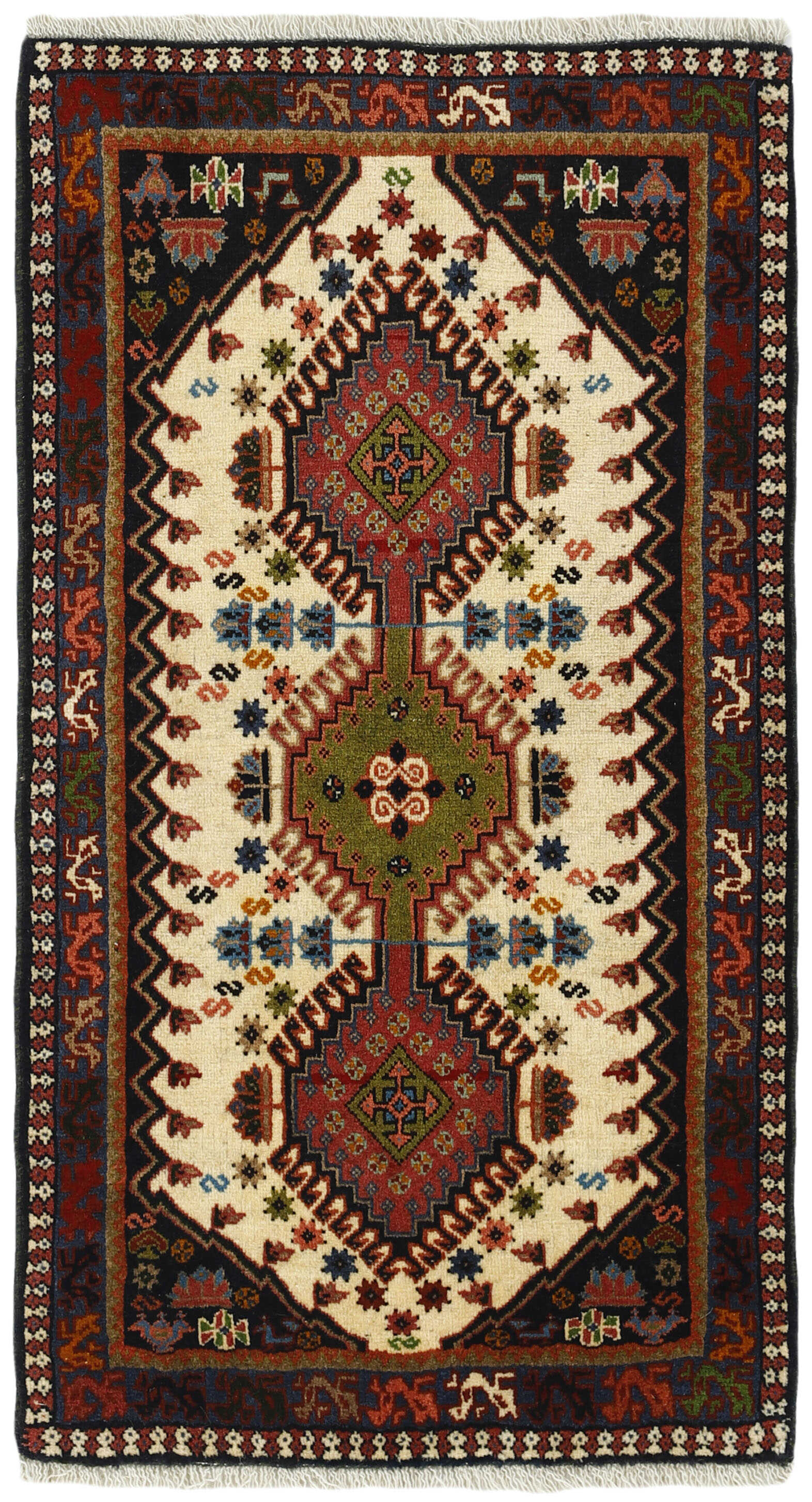 multicolour authentic persian rug with a traditional design