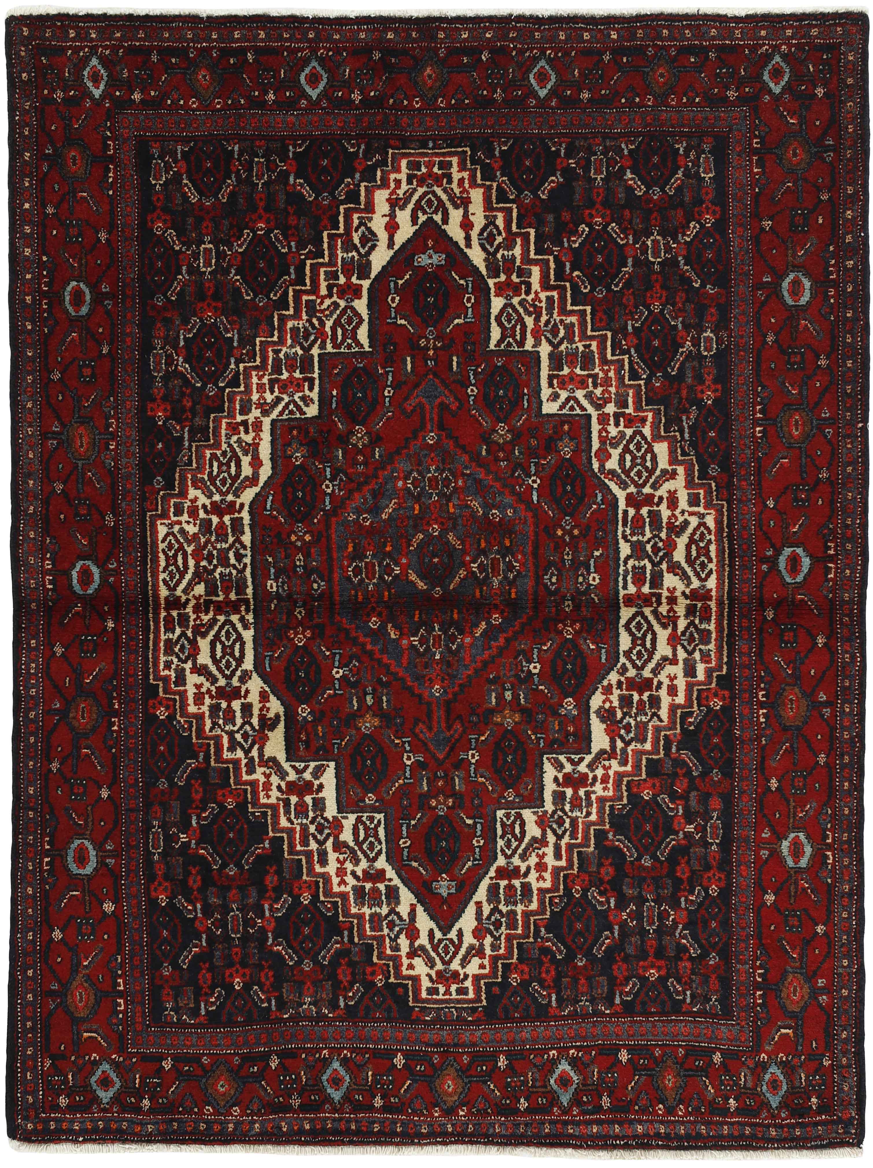 authentic persian rug with a traditional geometric design in multicolour