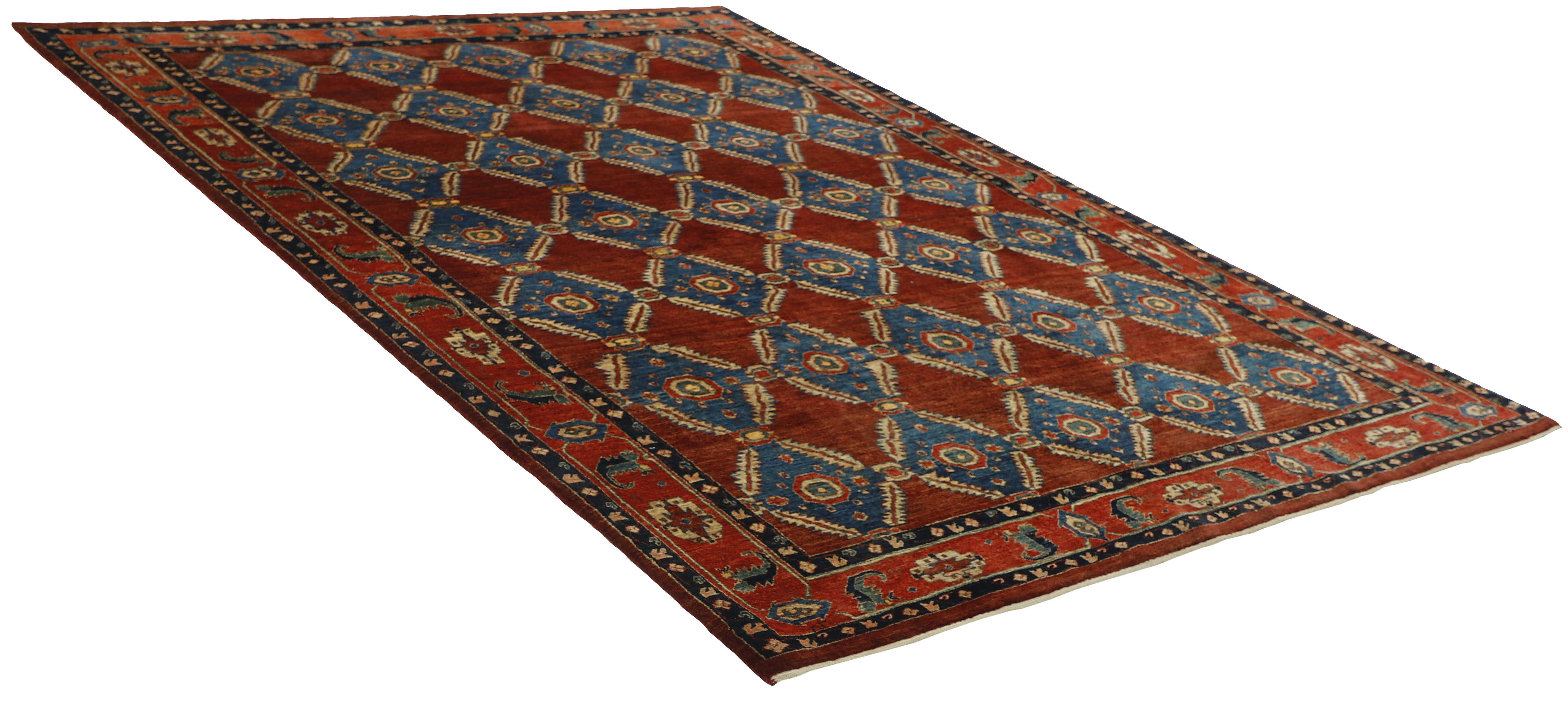 Authentic persian rug with a traditional tribal design in red