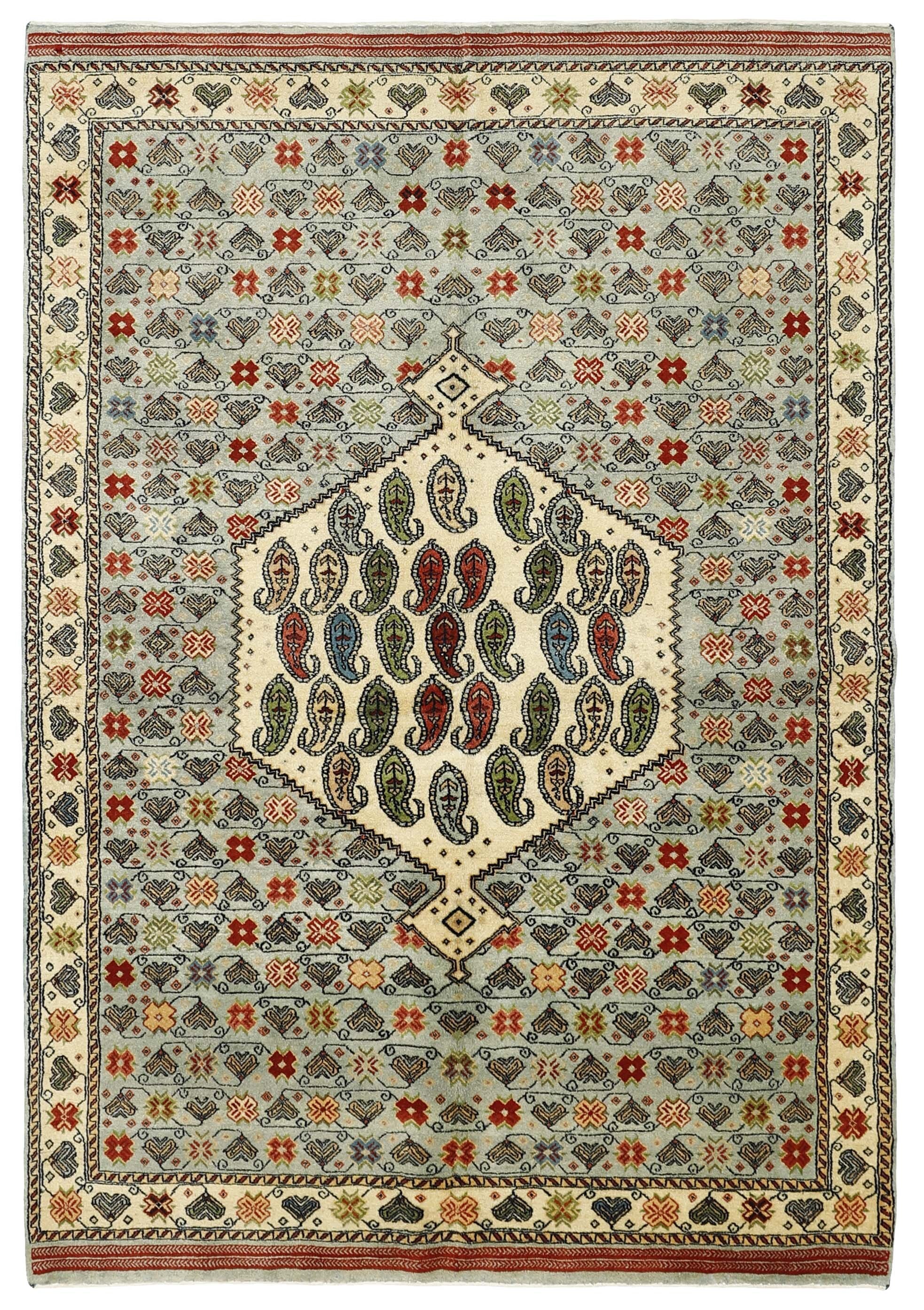 multicoloured Persian rug with tribal geometric design