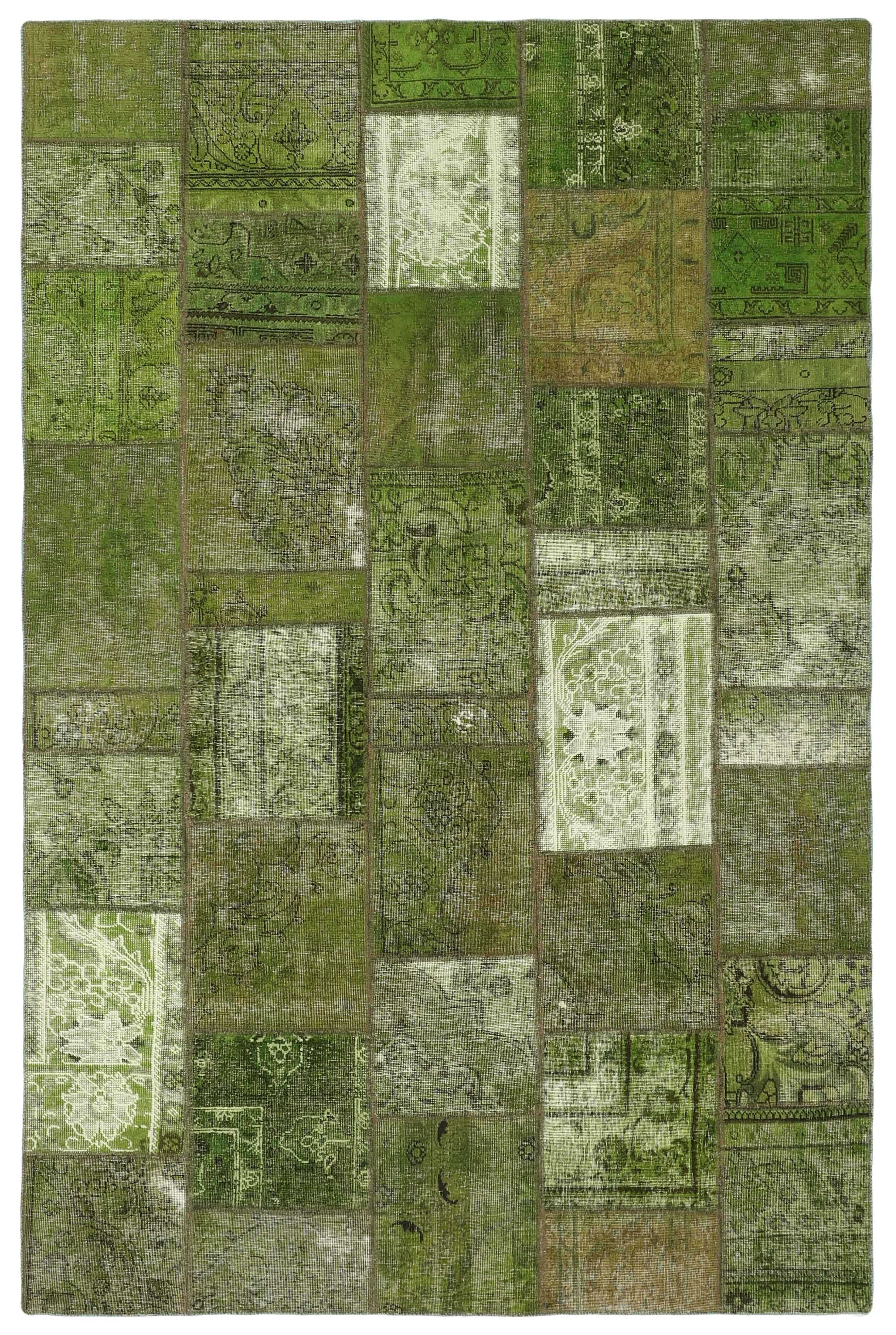 Authentic green patchwork persian rug