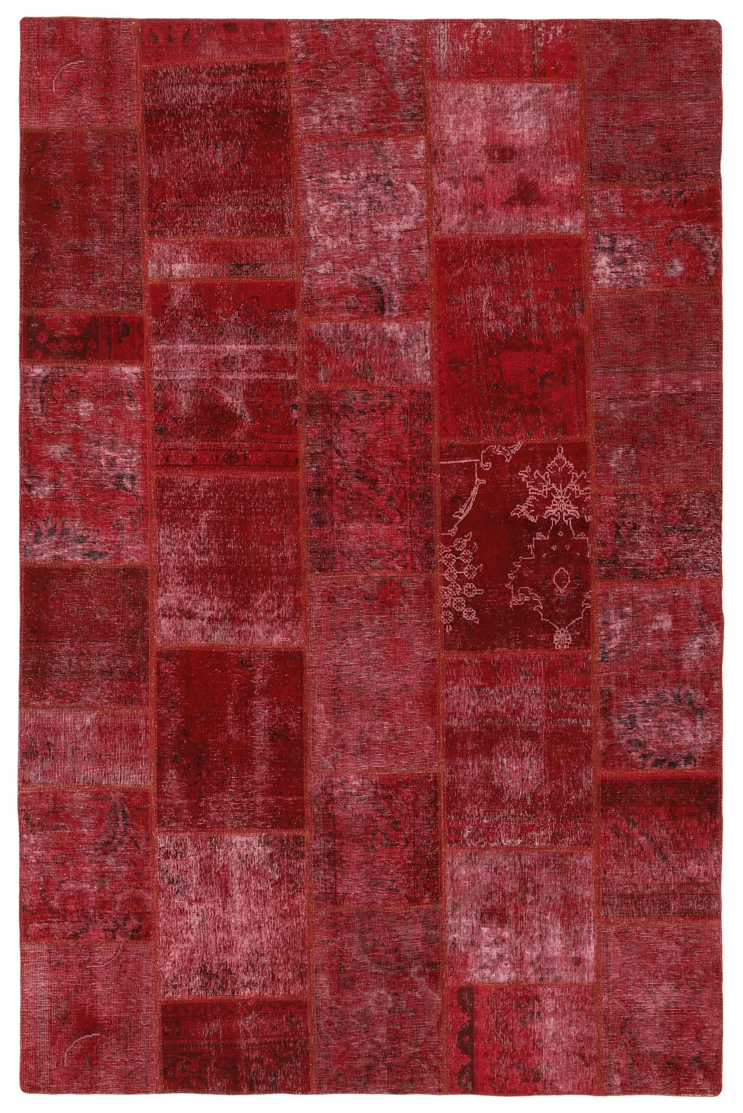Authentic red patchwork persian rug