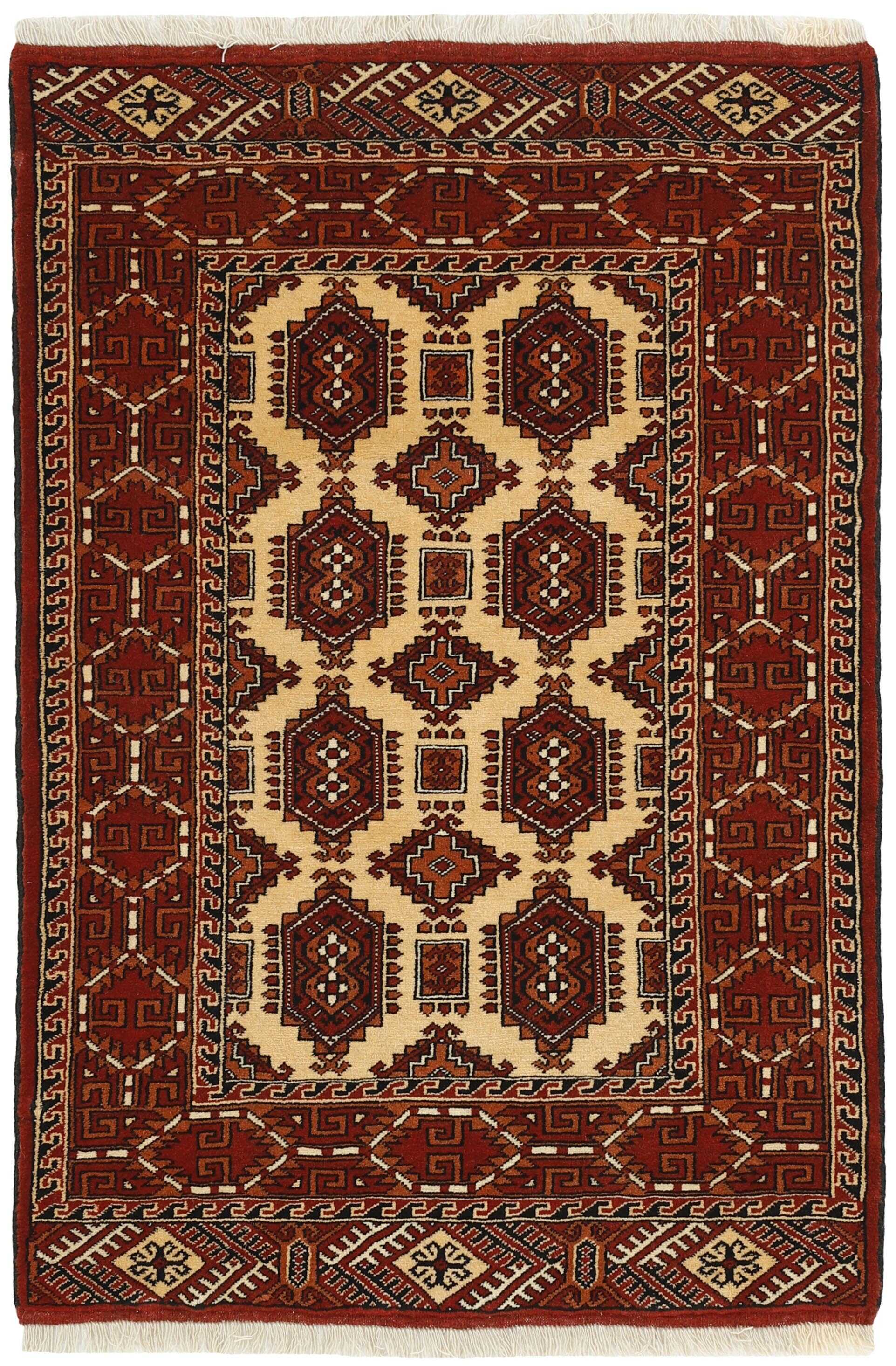 Authentic persian rug with traditional tribal geometric pattern in red and black