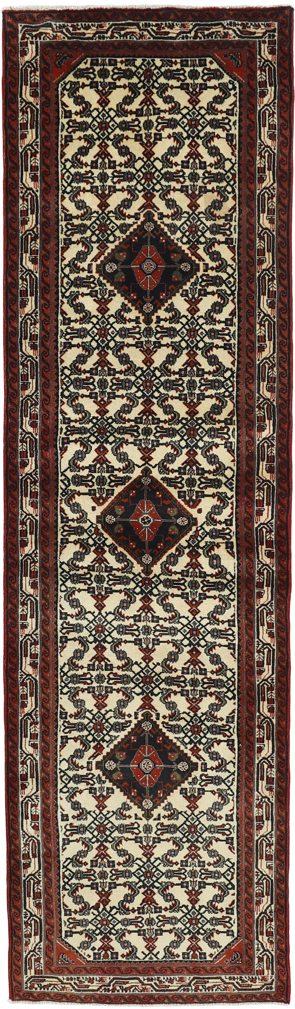 Authentic Persian runner with traditional floral pattern in red and black