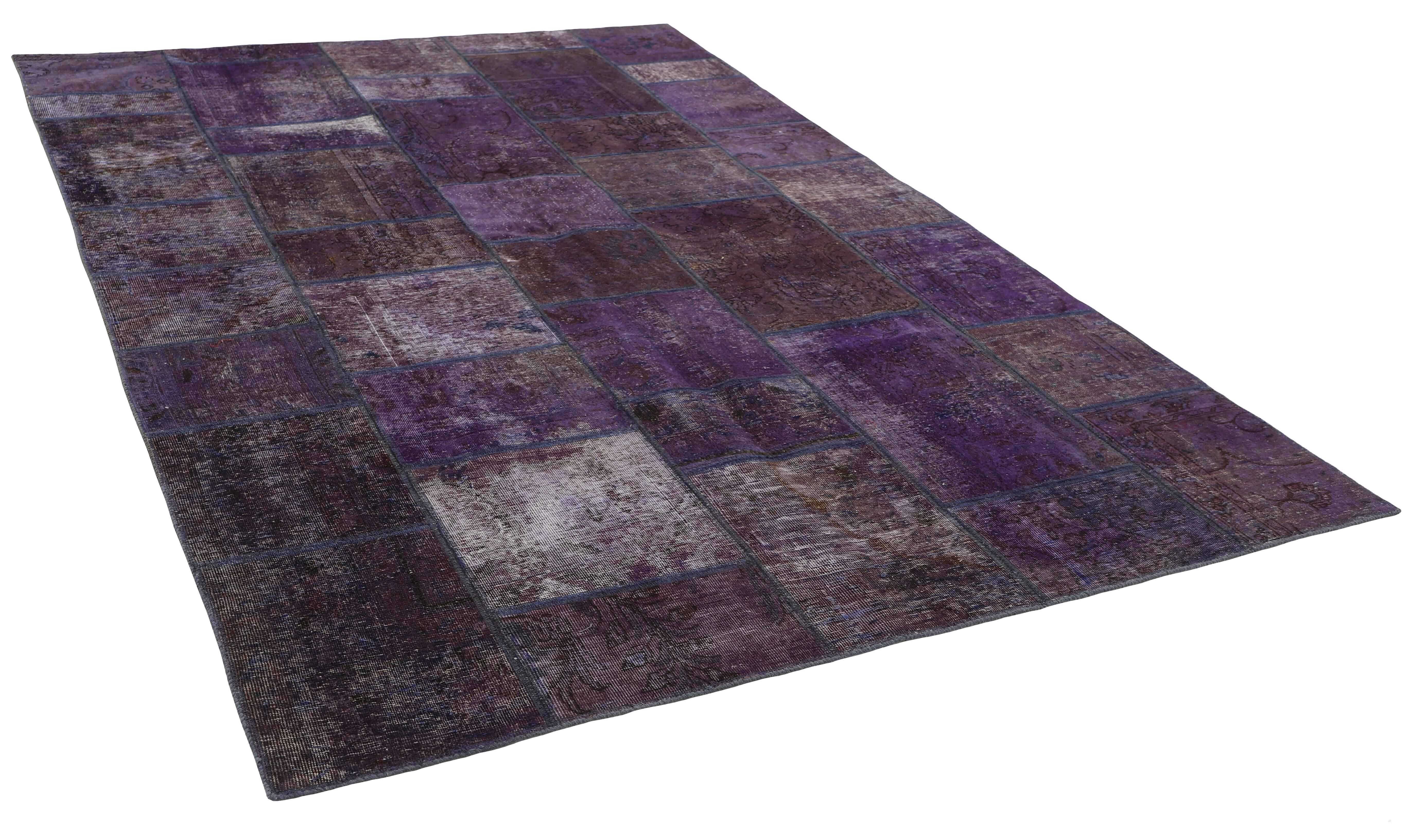 Authentic purple patchwork persian rug