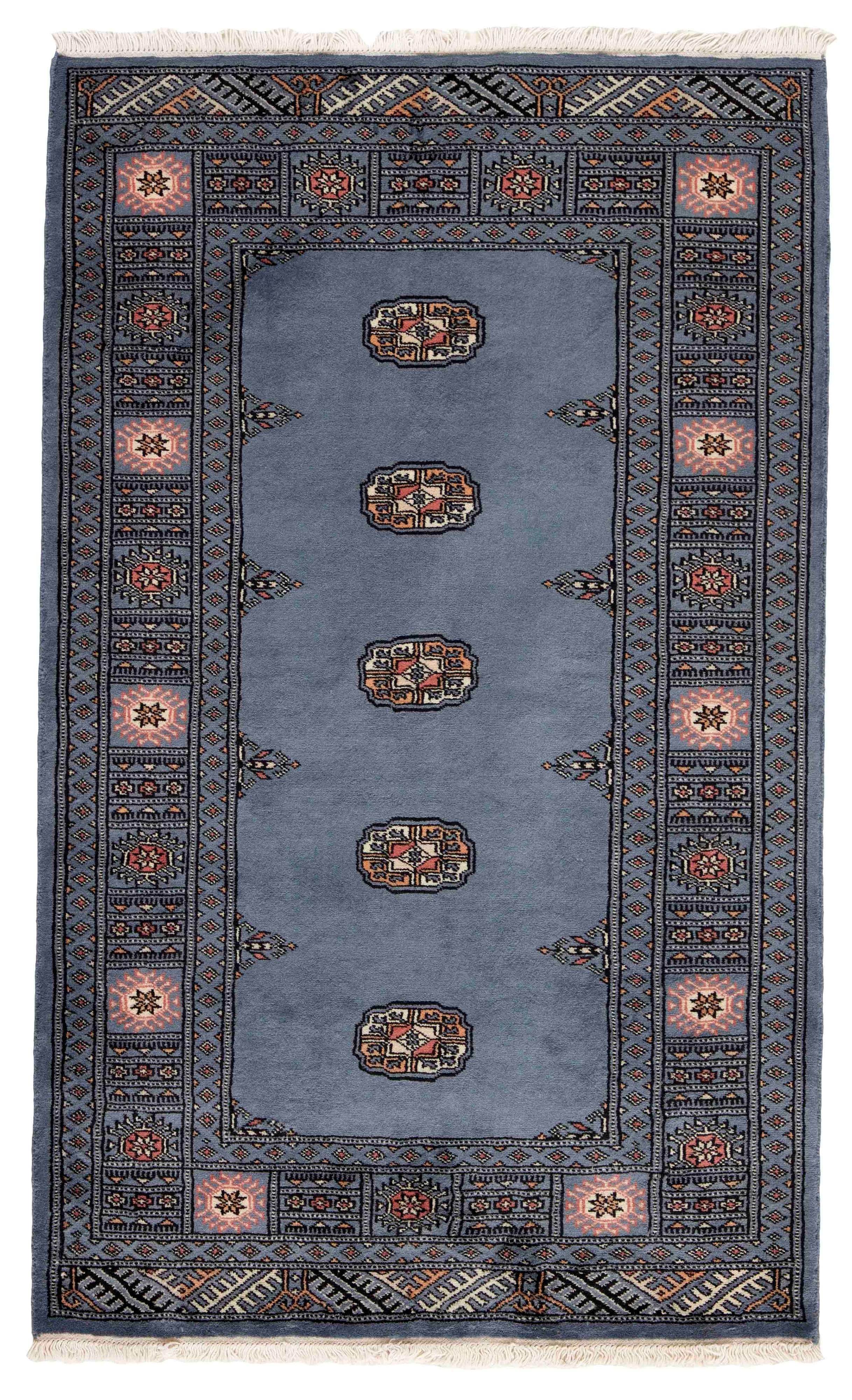 blue oriental rug with traditional pattern