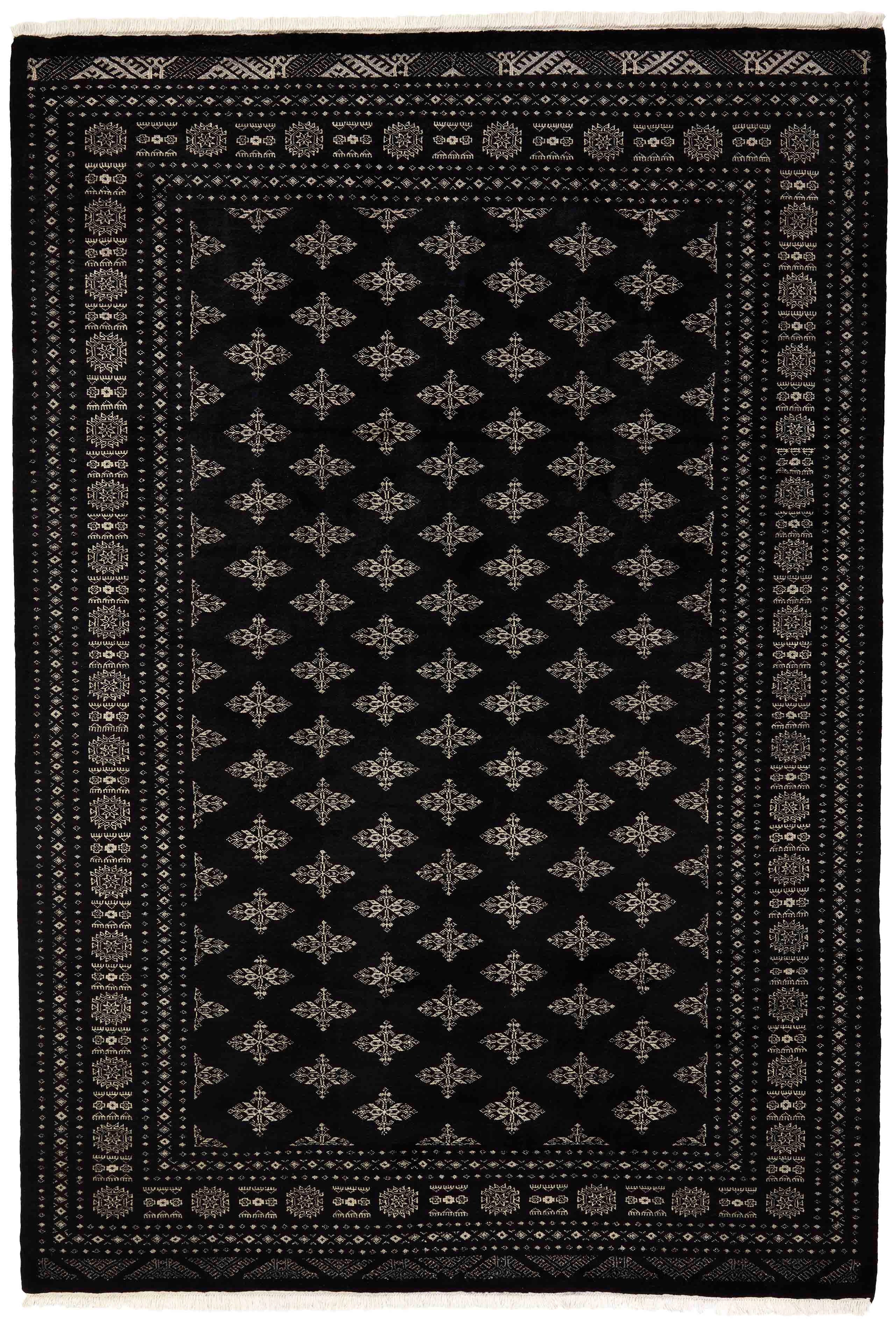 black oriental rug with traditional pattern