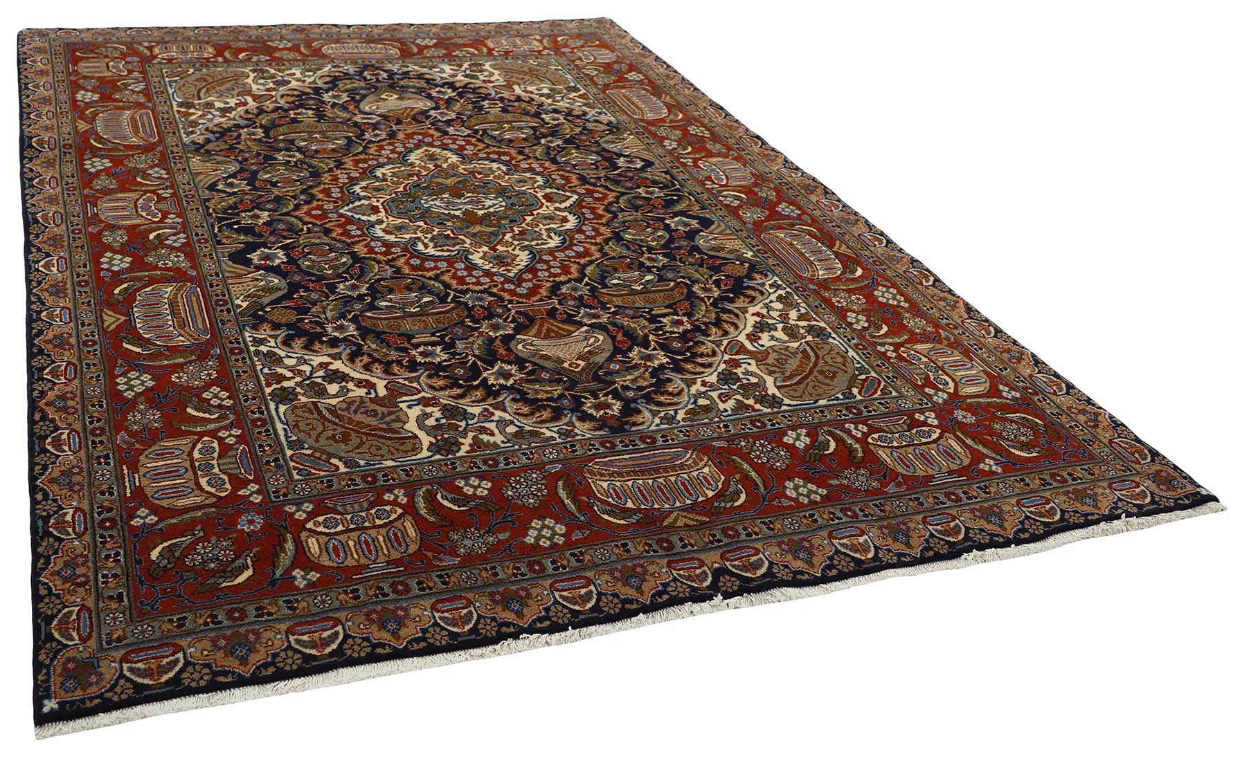 Authentic persian rug with a traditional floral design in red
