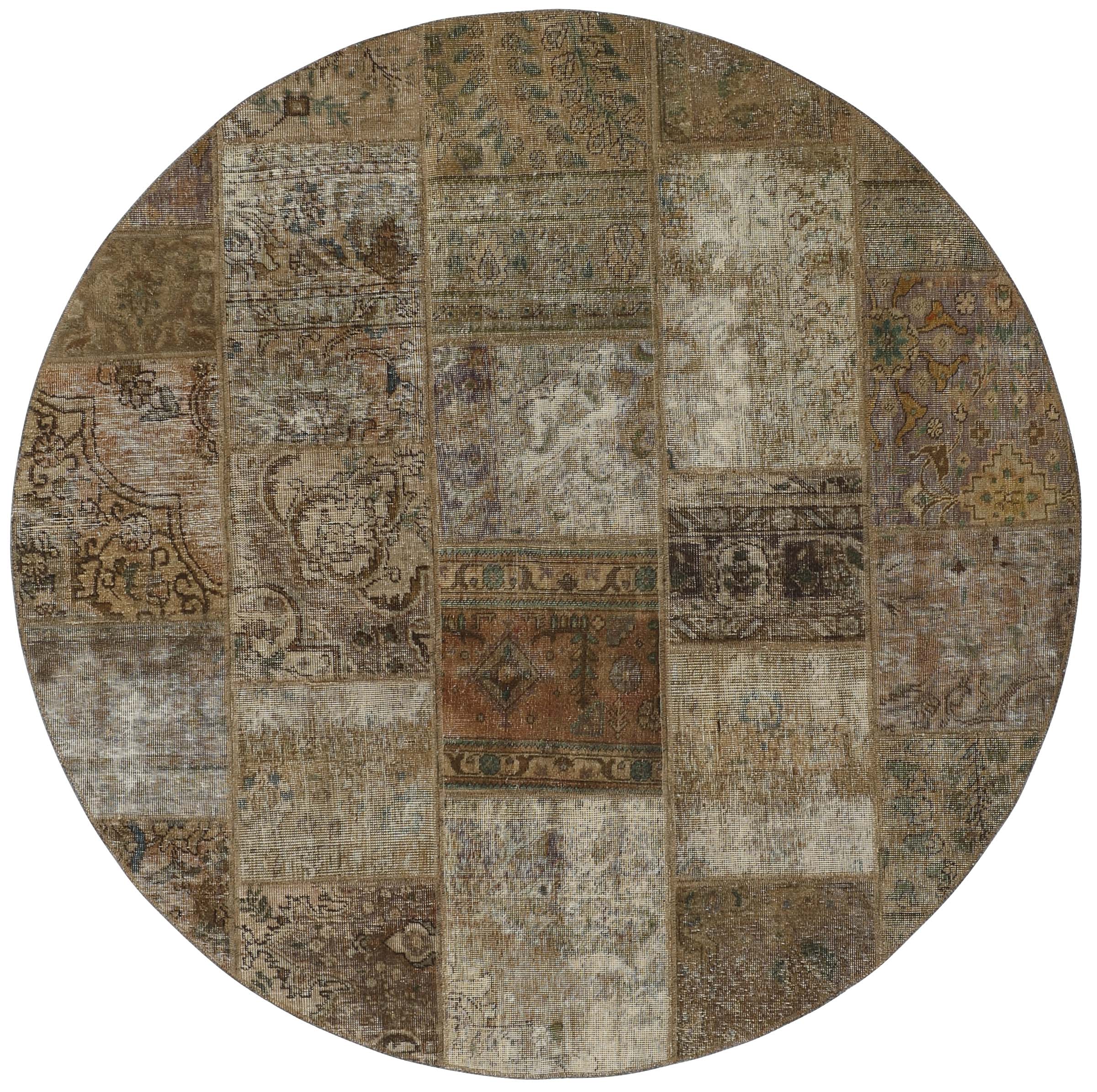 Authentic Beige patchwork persian circle rug
