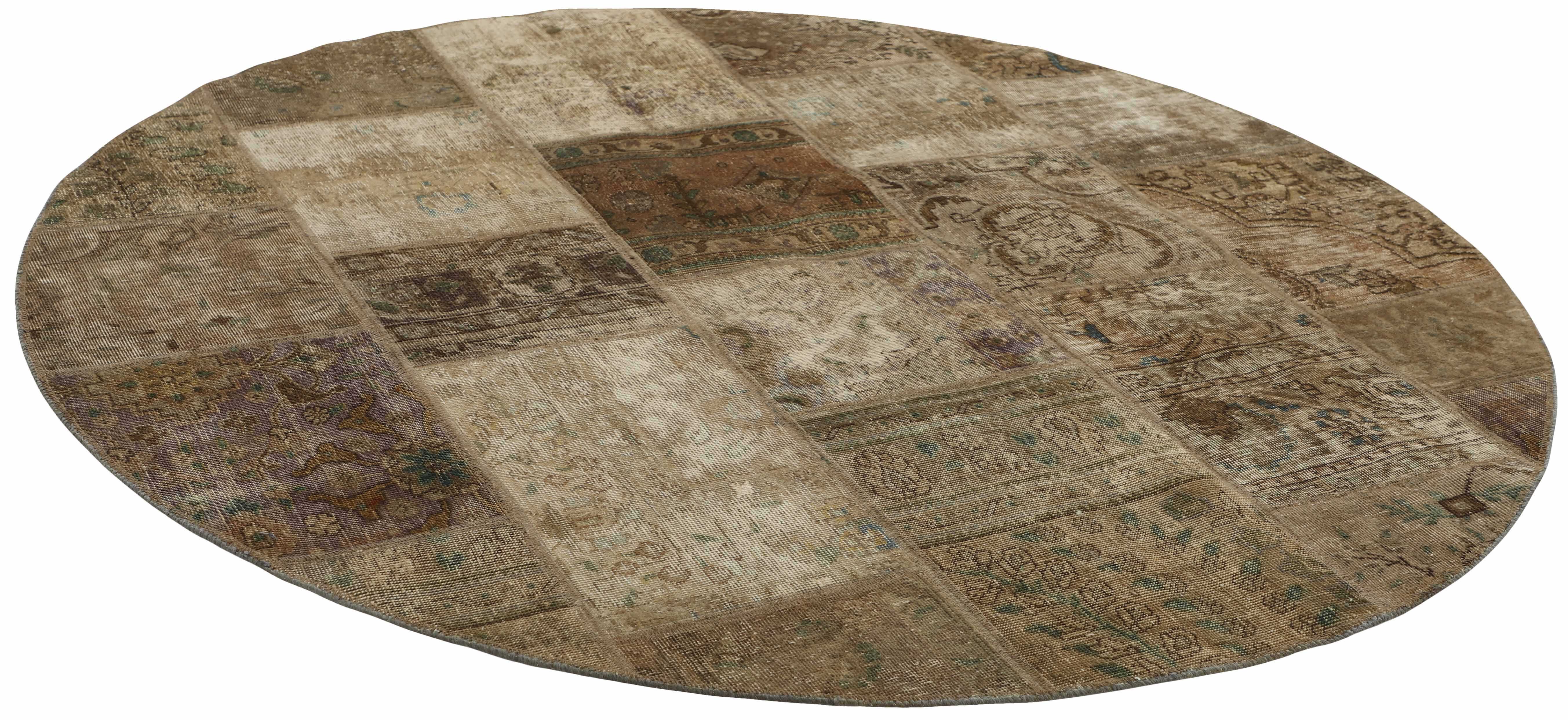 Authentic Beige patchwork persian circle rug