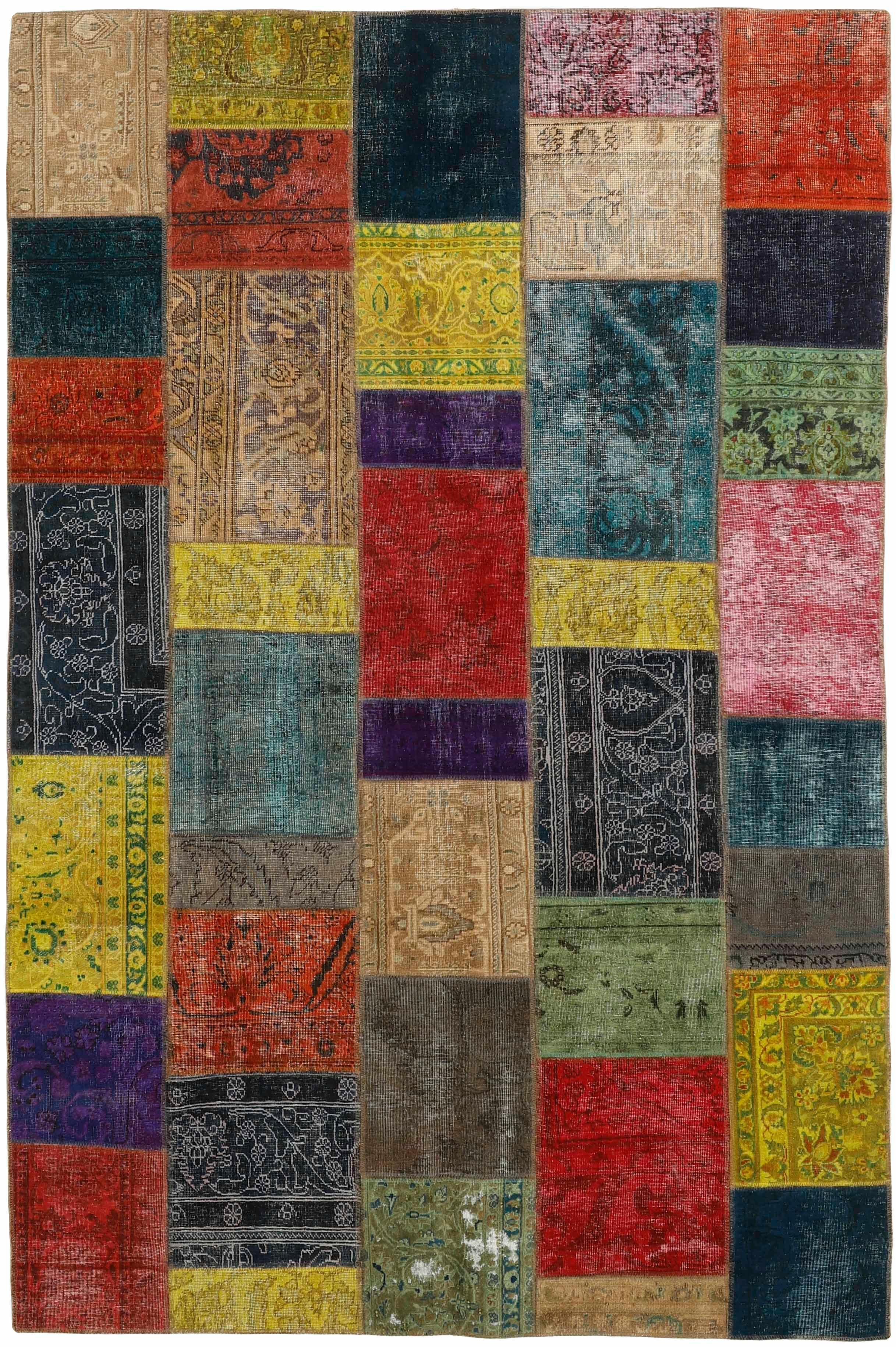 Authentic multicolour patchwork persian rug