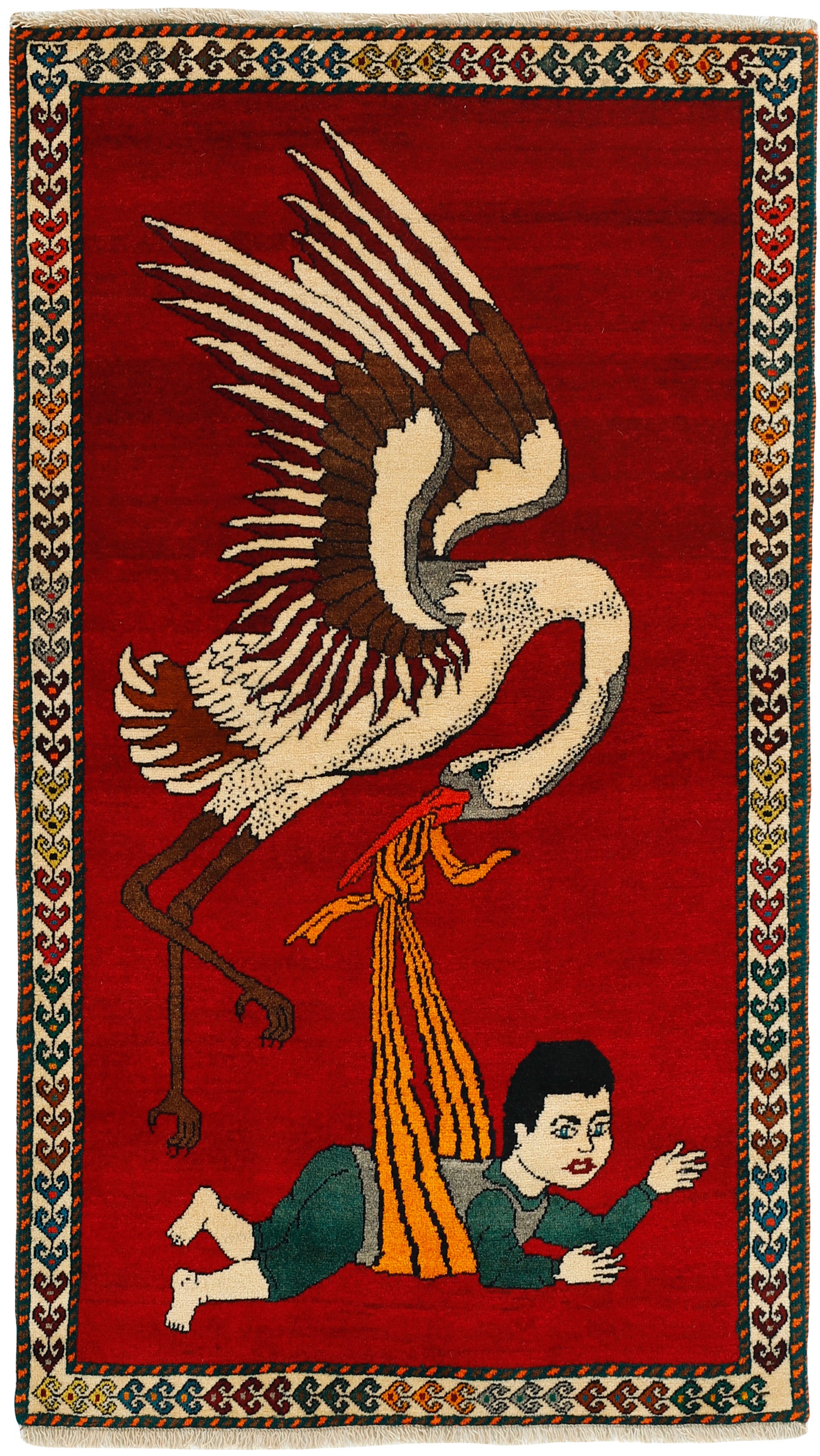 multicolour persian rug with figural design