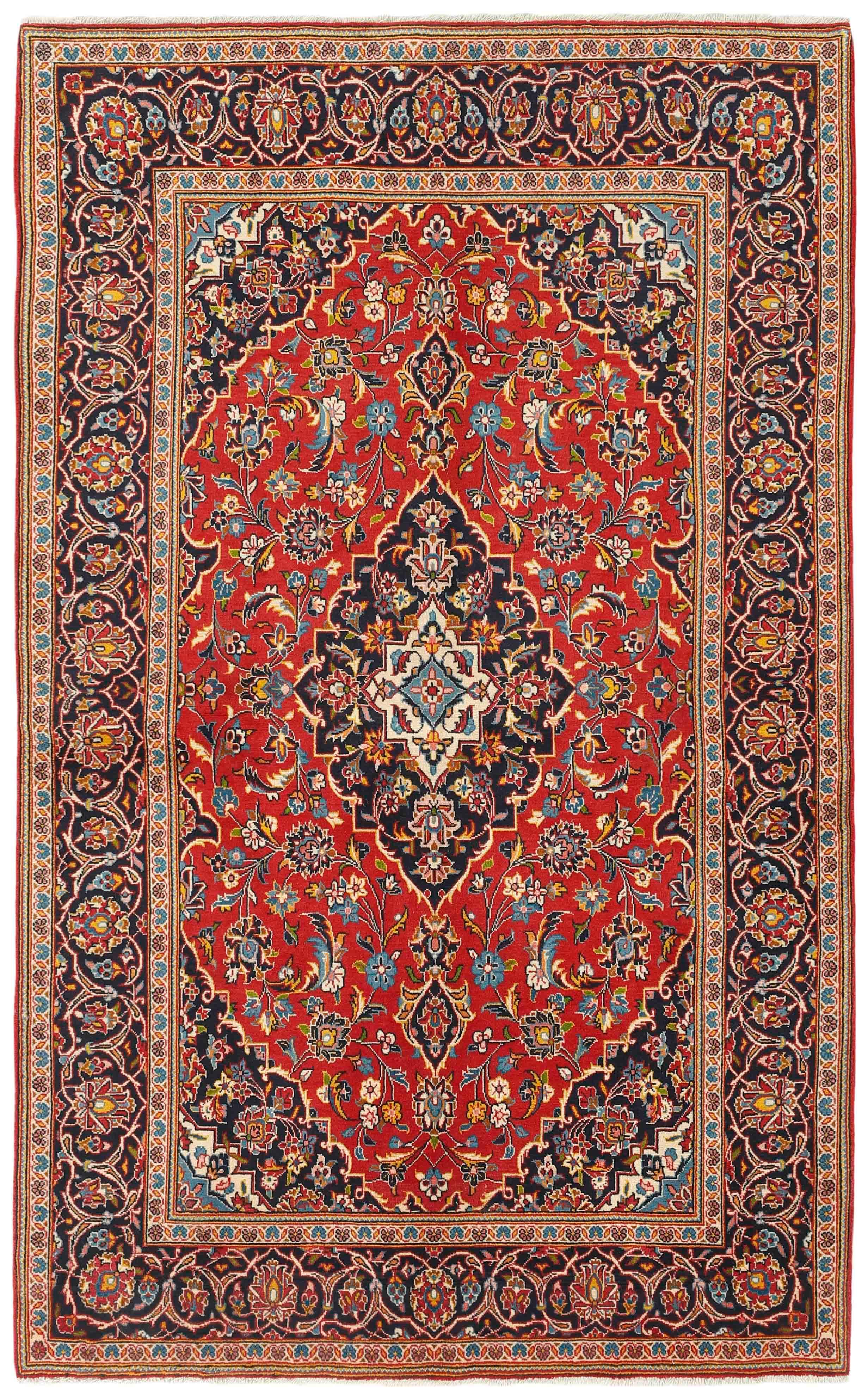 Authentic persian rug with Traditionalfloral design in red and blue