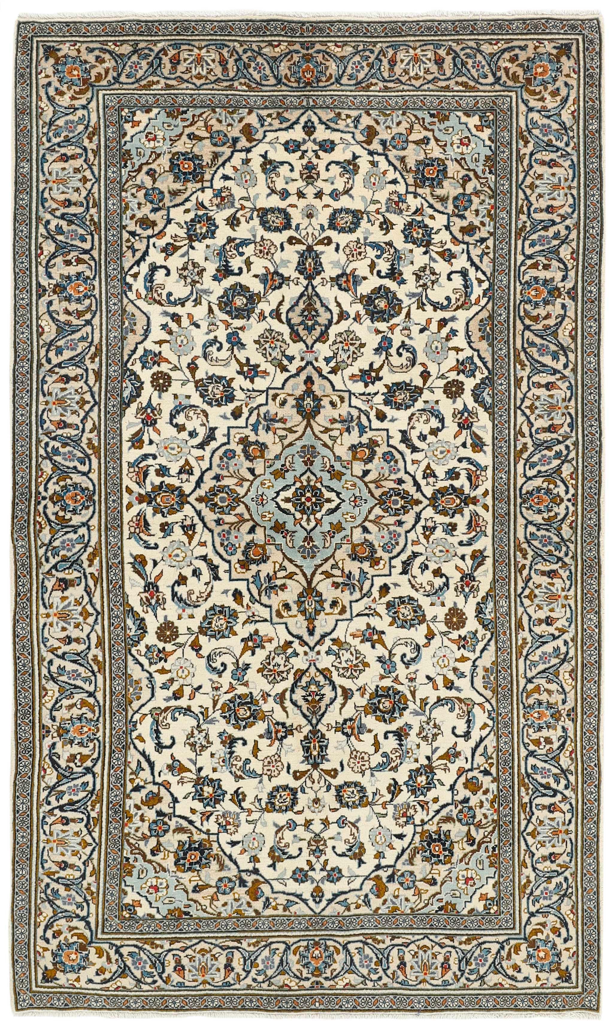 Authentic persian rug with traditional floral design in beige