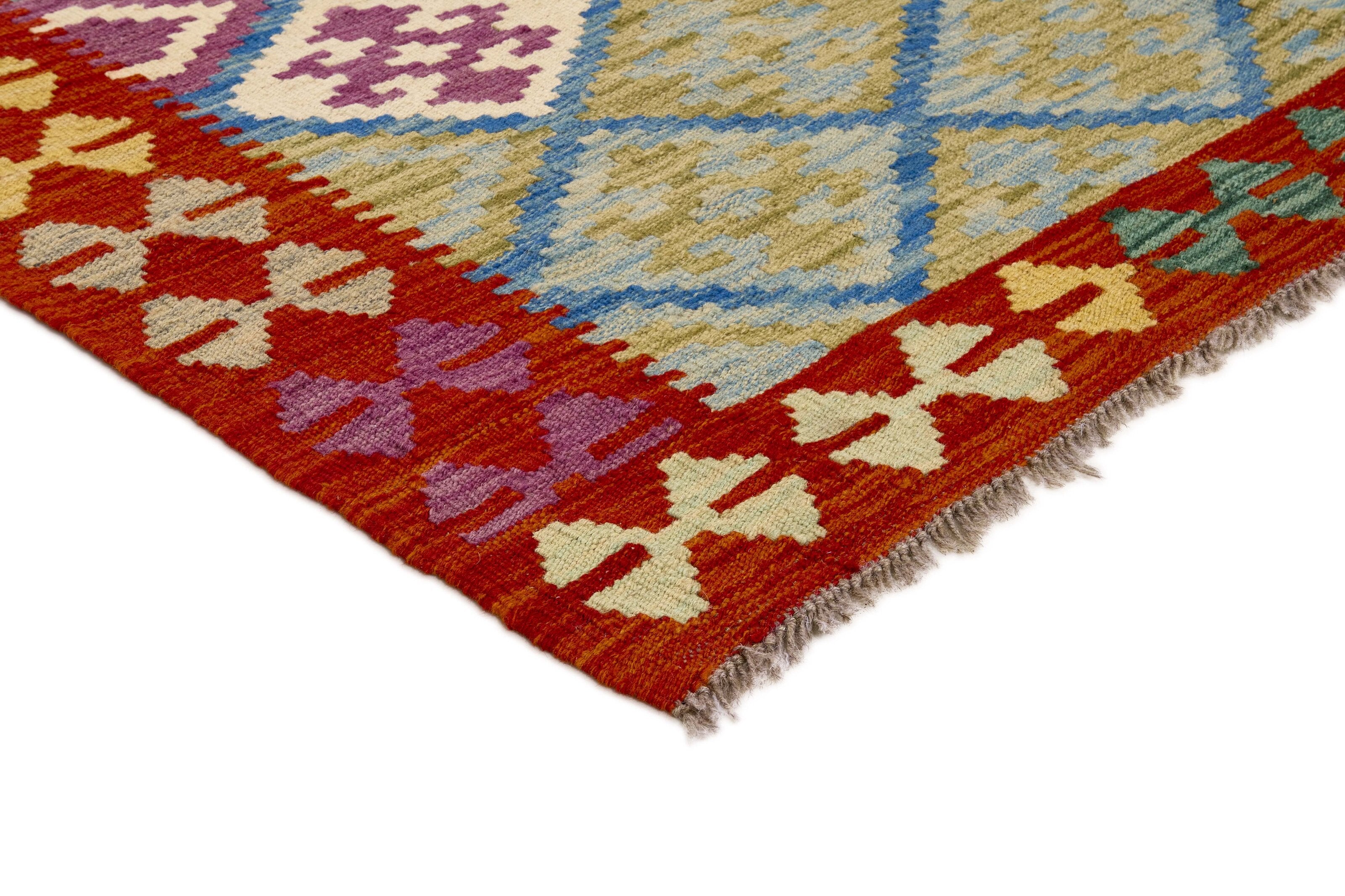 Authentic Persian Kilim flatweave rug with traditional multicolour pattern