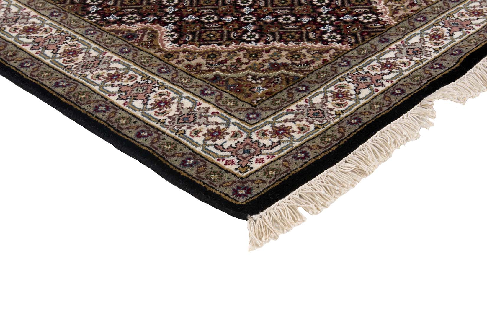 authentic oriental runner with traditional geometric and floral design in black