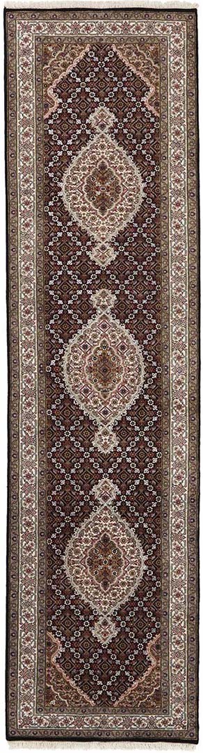 authentic oriental runner with traditional geometric and floral design in black, beige and cream
