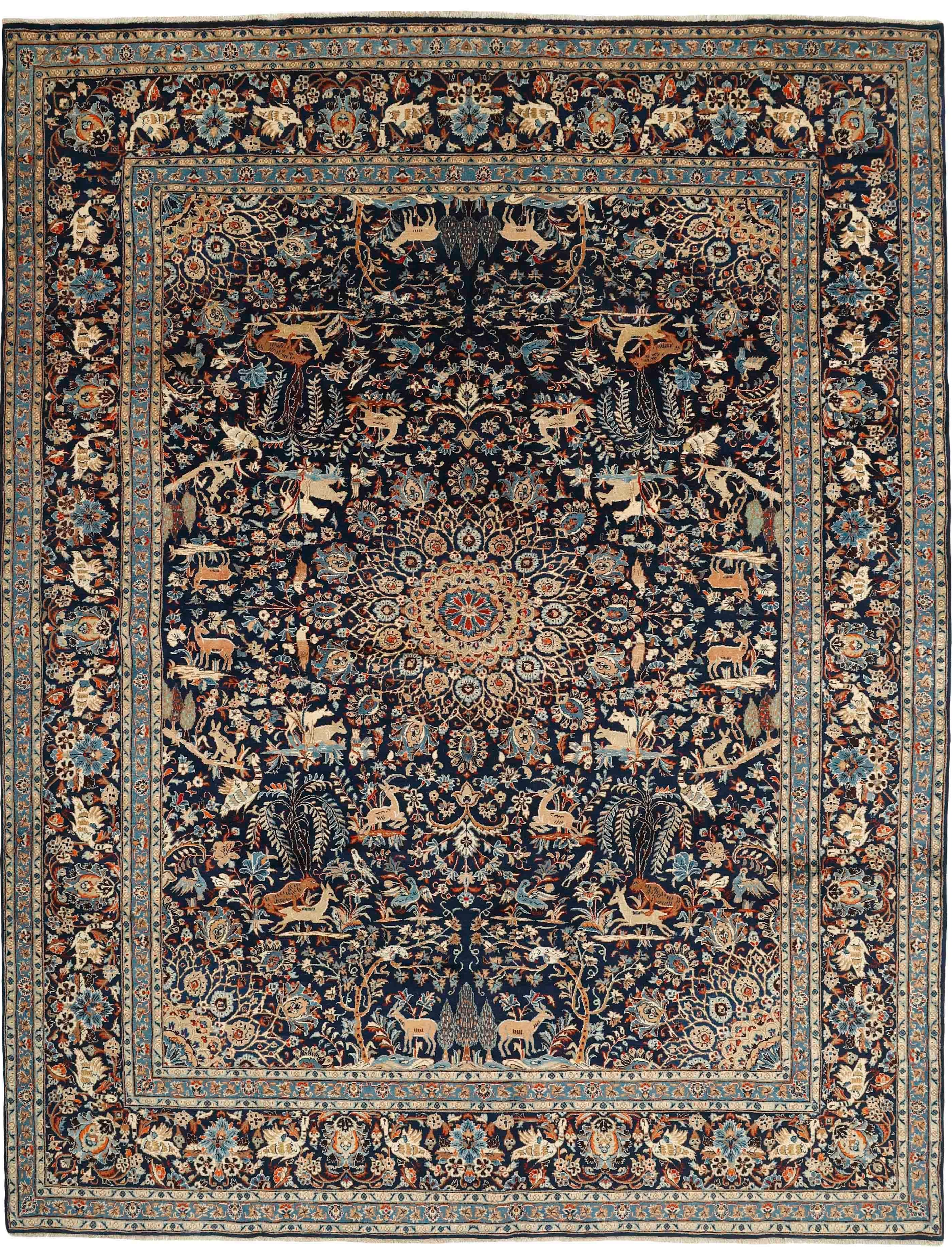 Authentic persian rug with a traditional floral design in multicolour