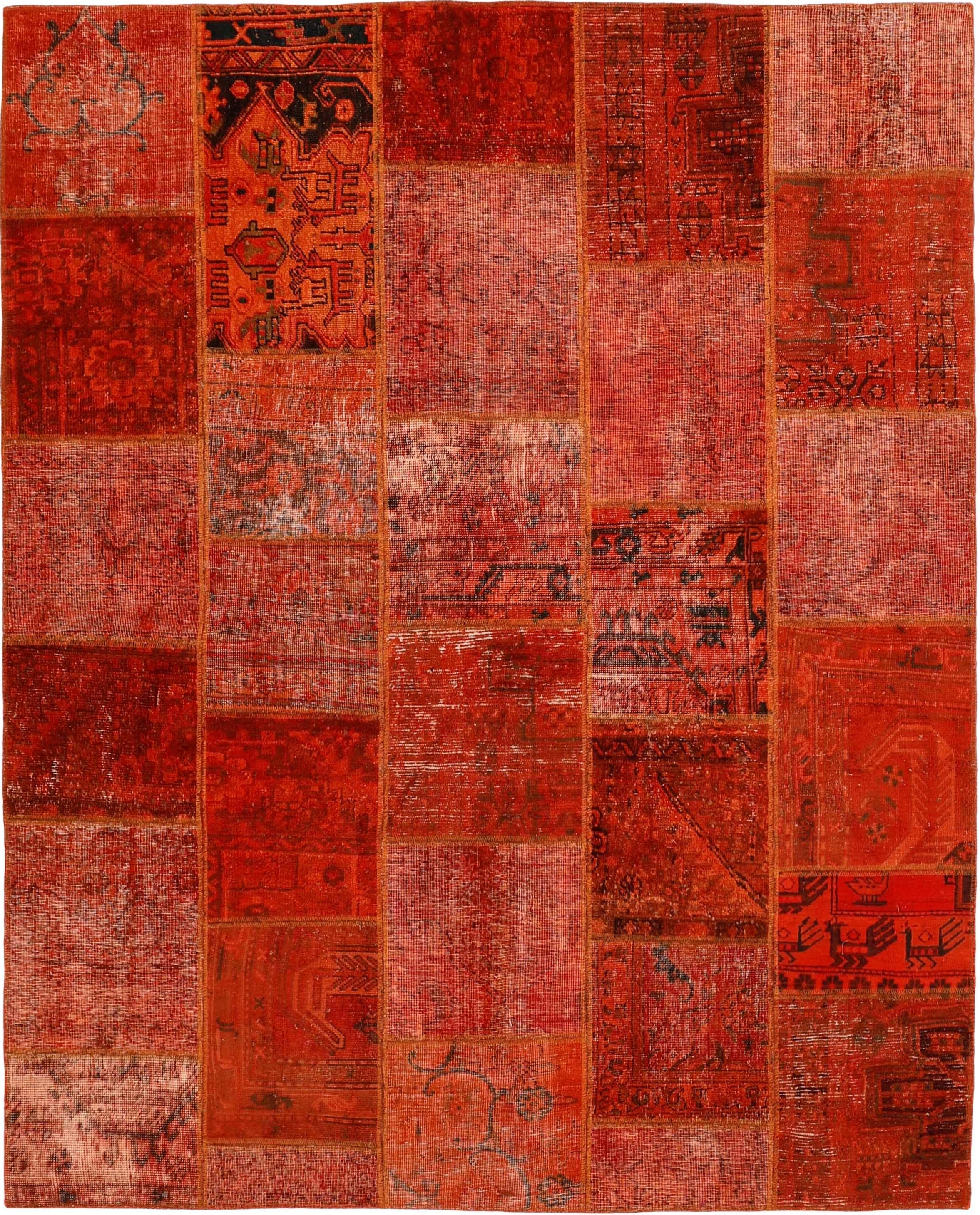Authentic red patchwork persian rug