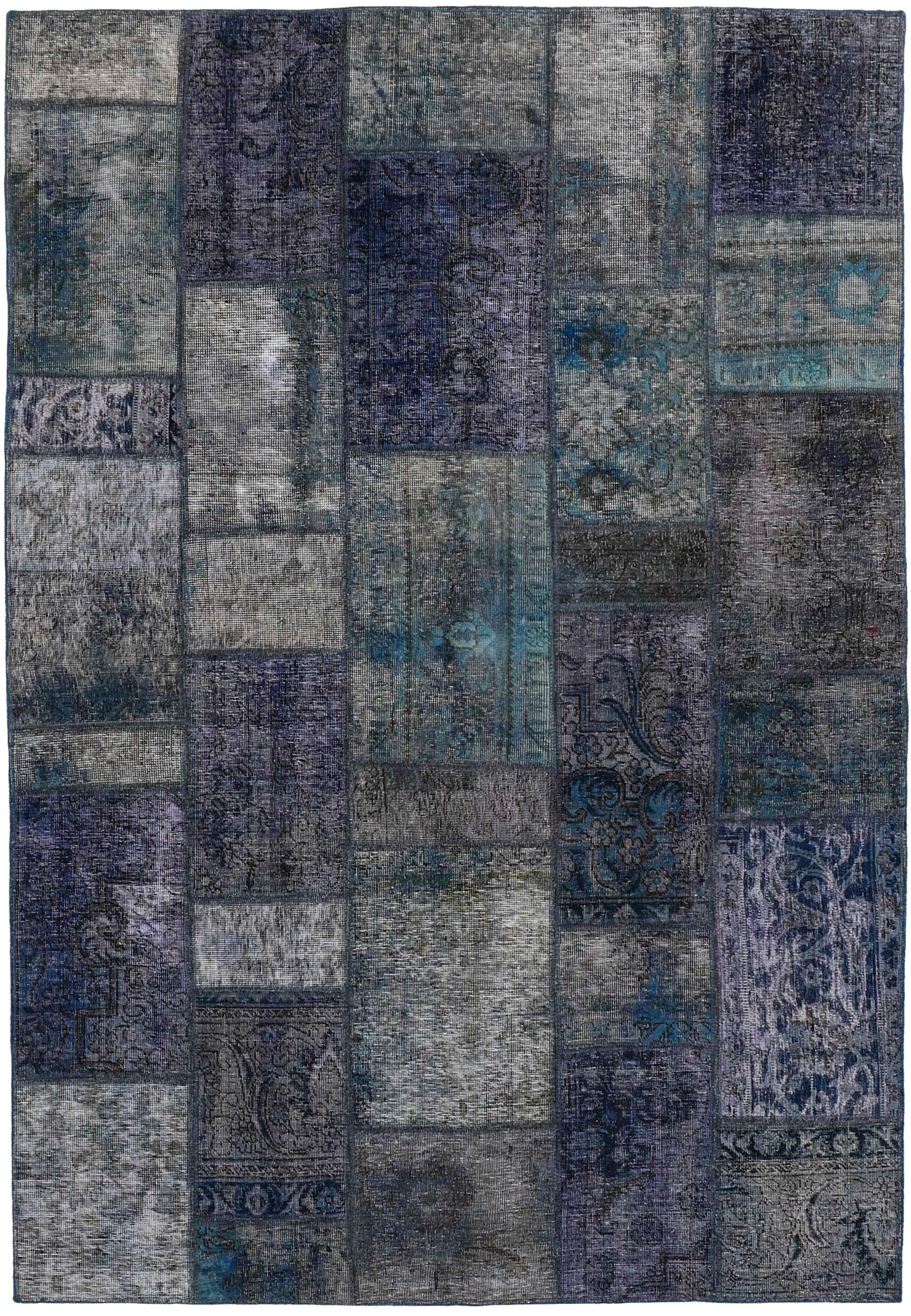 Authentic blue patchwork persian rug