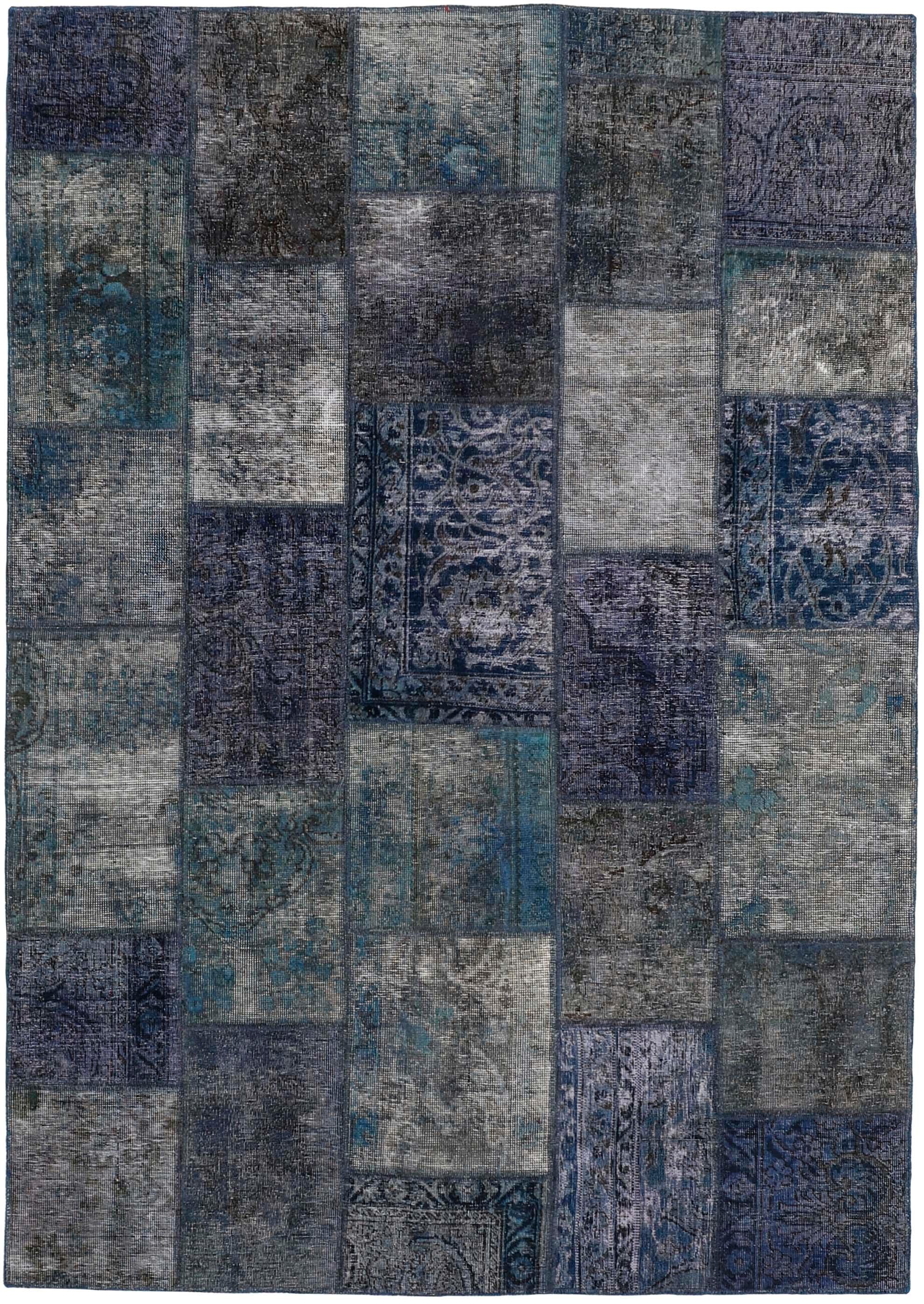 Authentic blue patchwork persian rug