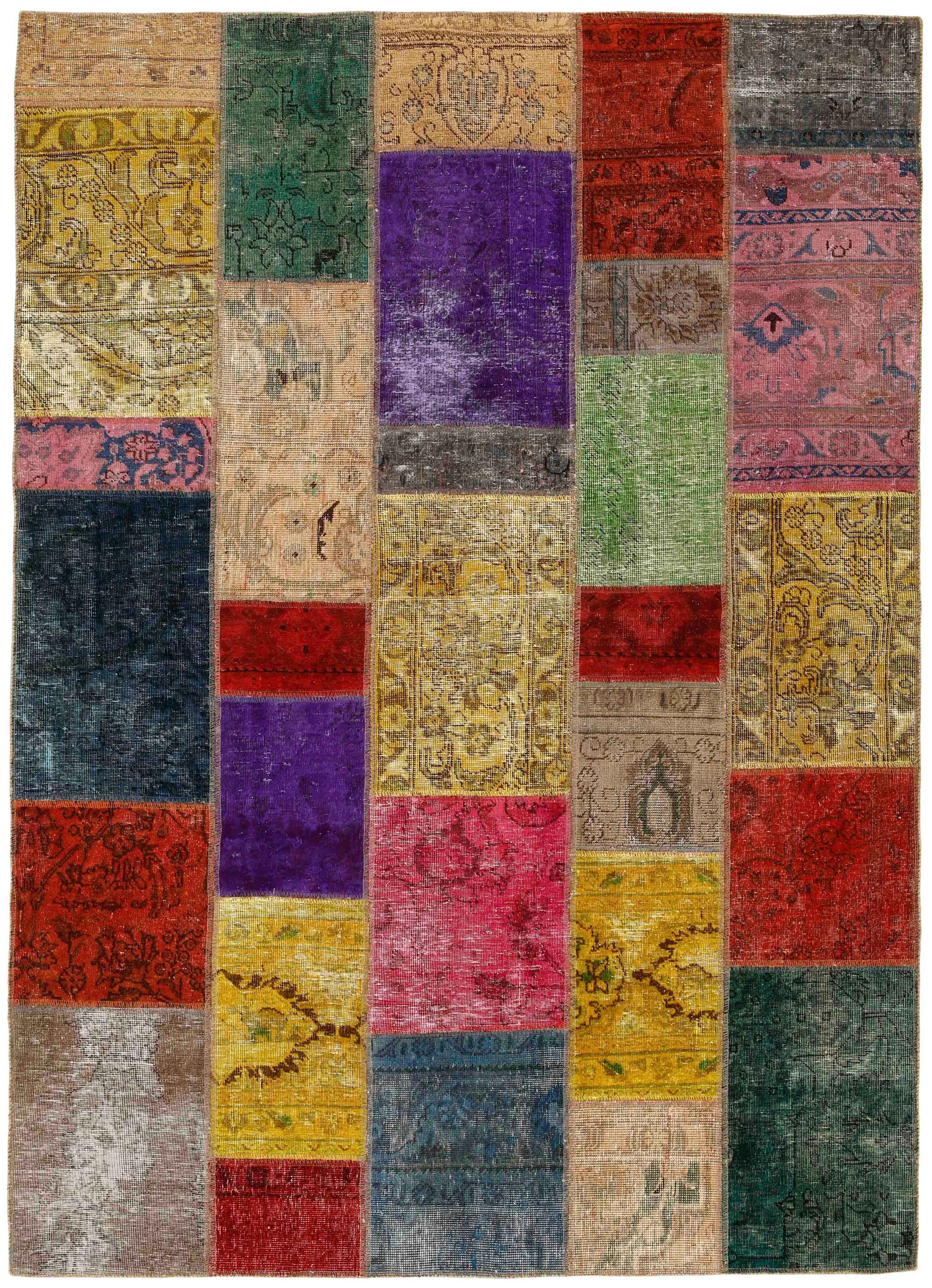 Authentic multicolour patchwork persian rug