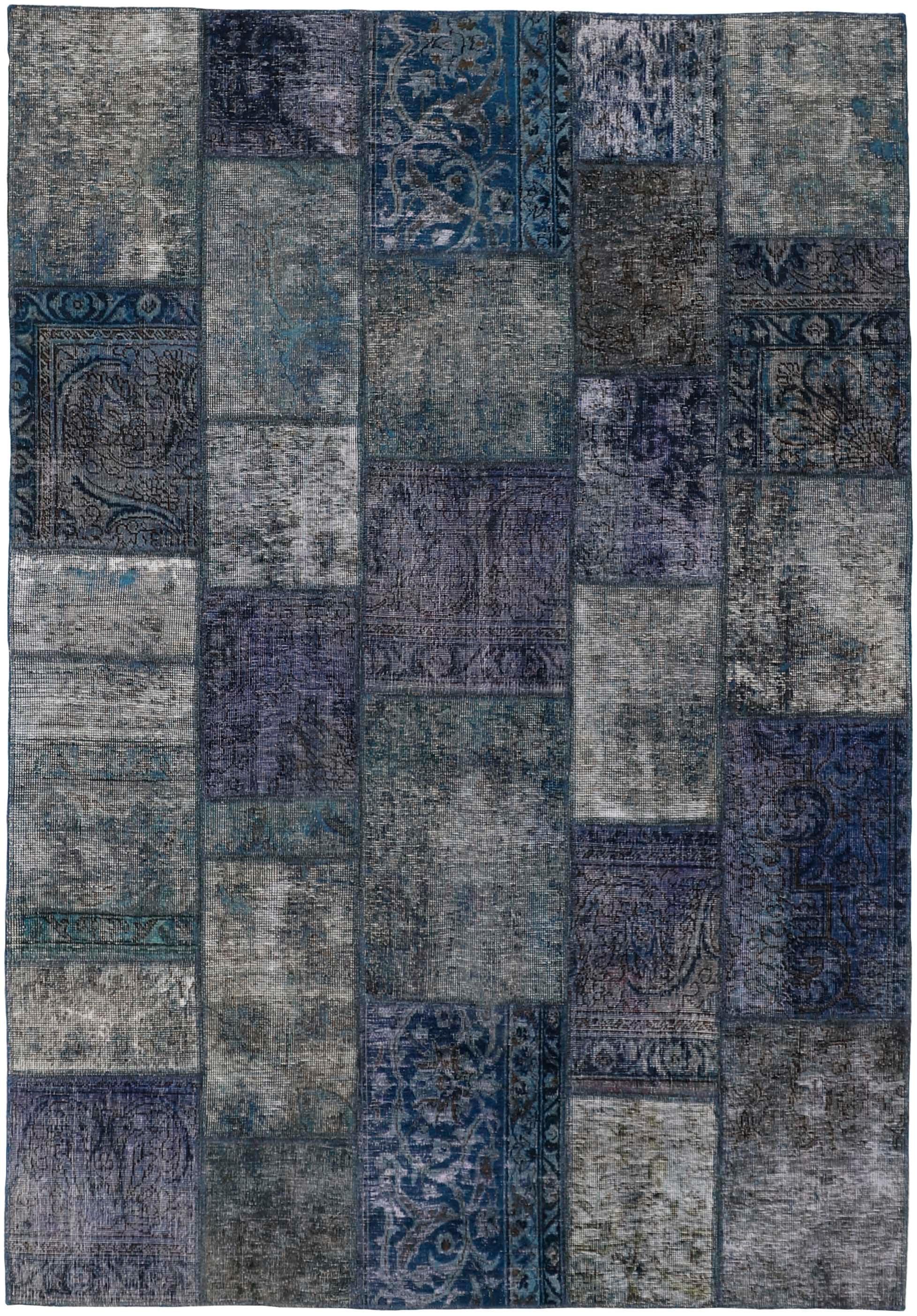 Authentic blue patchwork persian rug