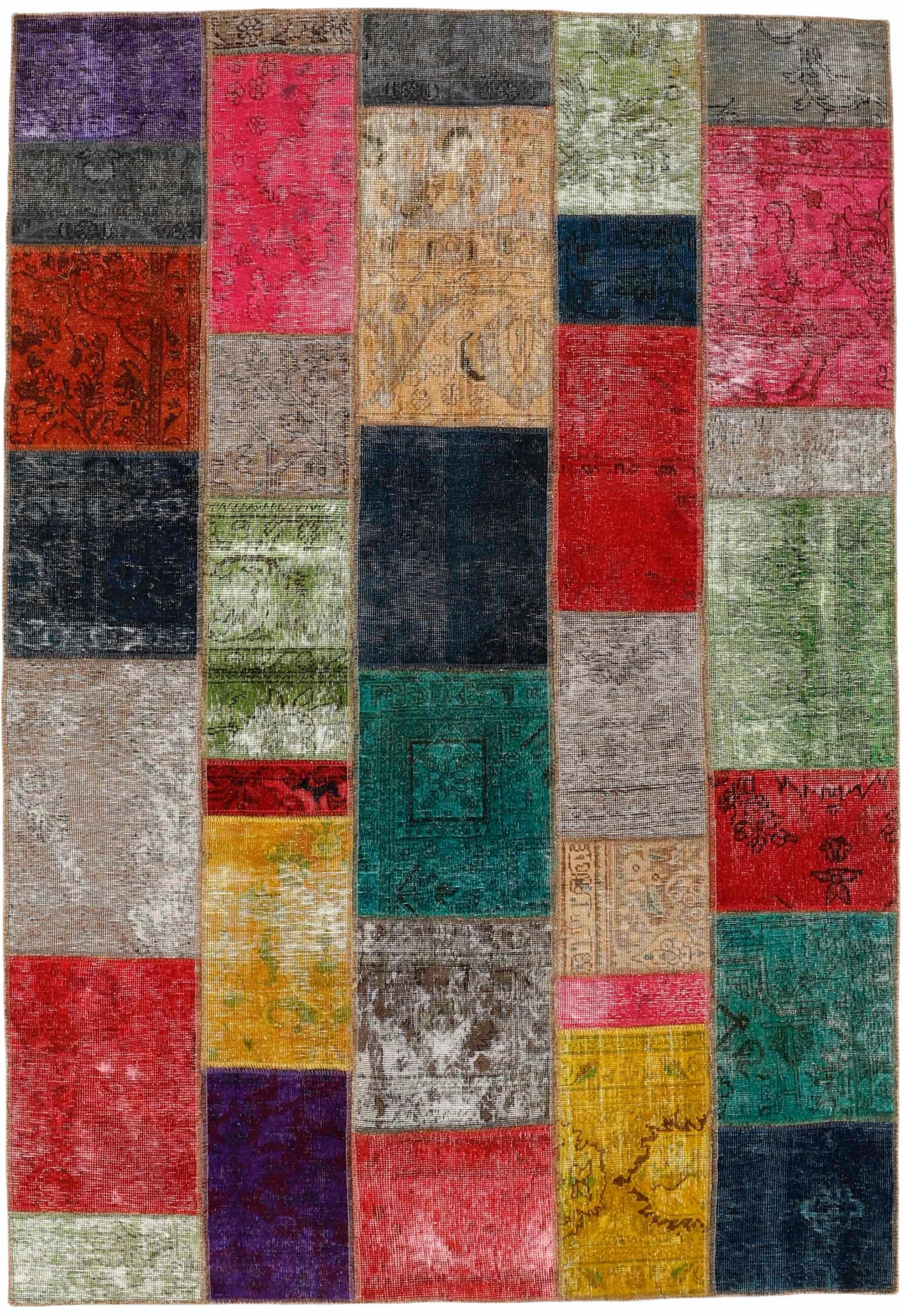 Authentic multicolour patchwork persian rug