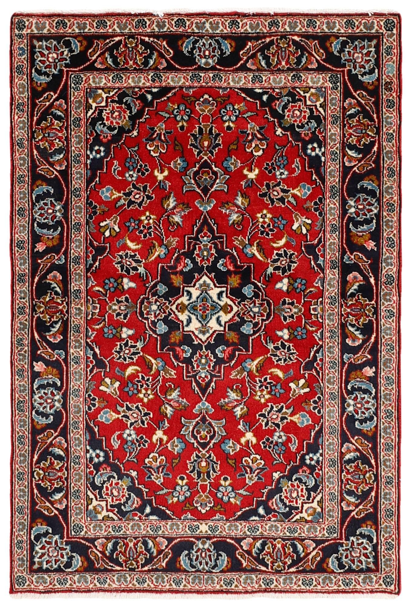 Authentic persian rug with Traditionalfloral design in red and blue