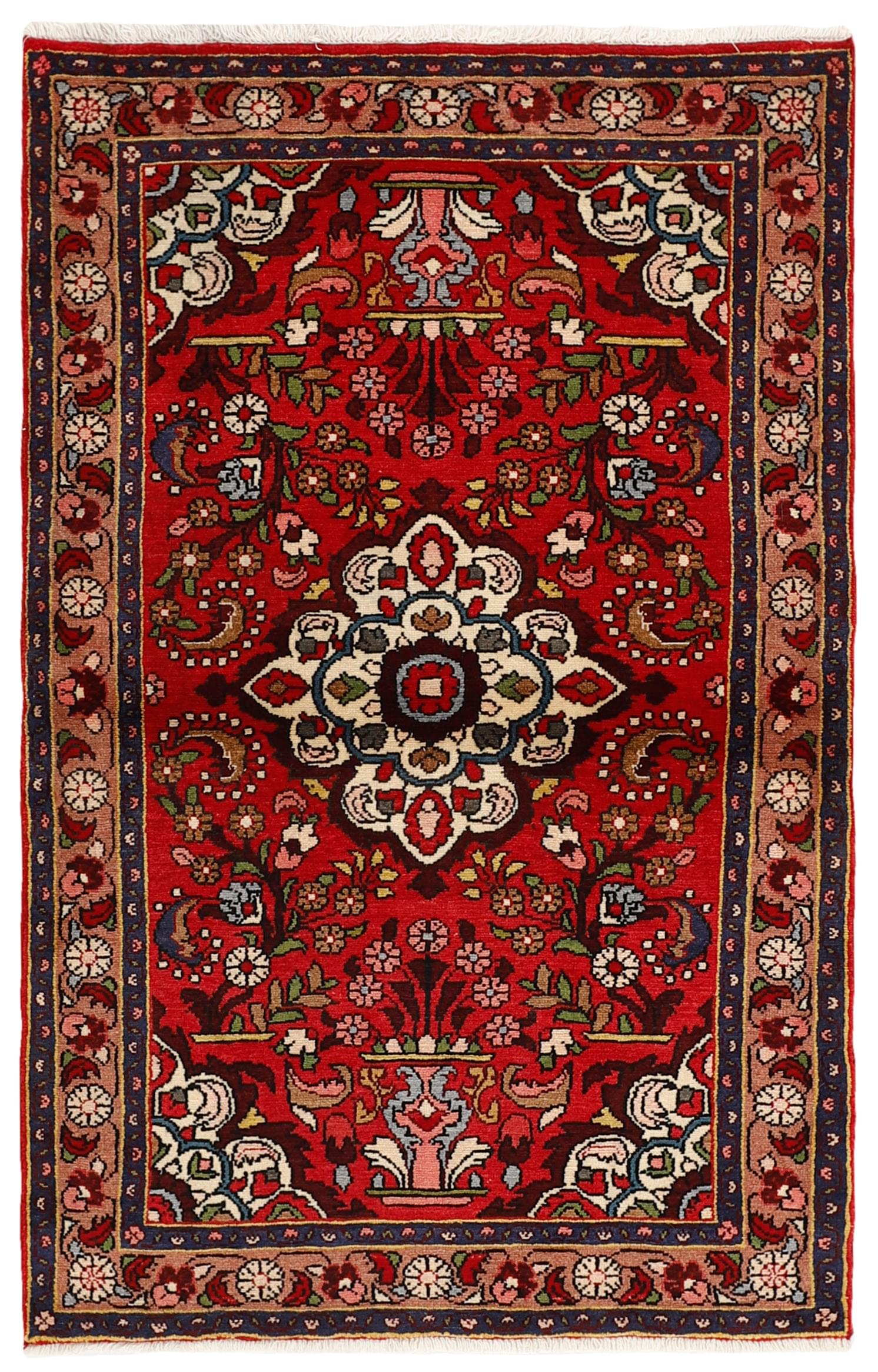 Red persian rug with floral design