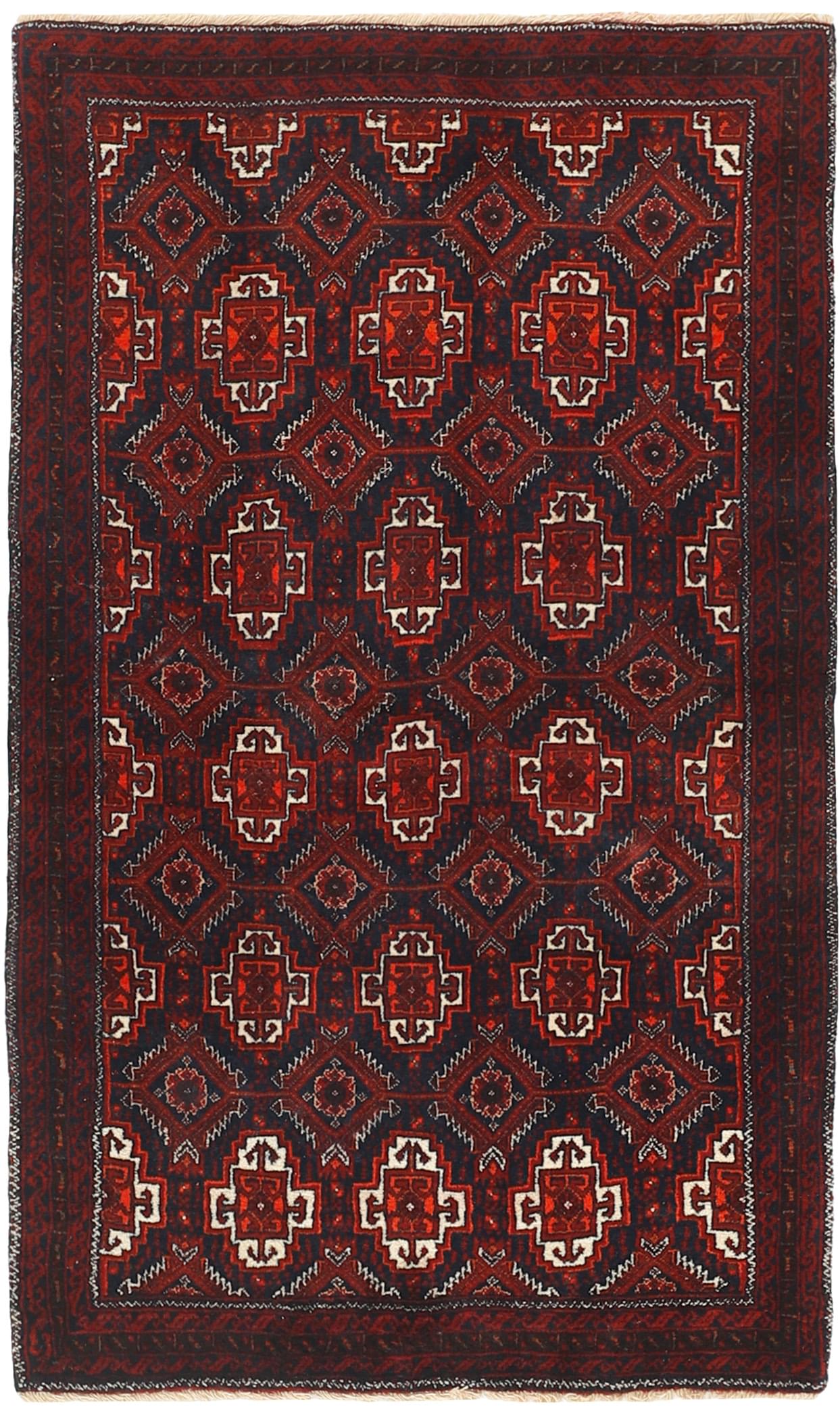 Red Persian wool rug with traditional design