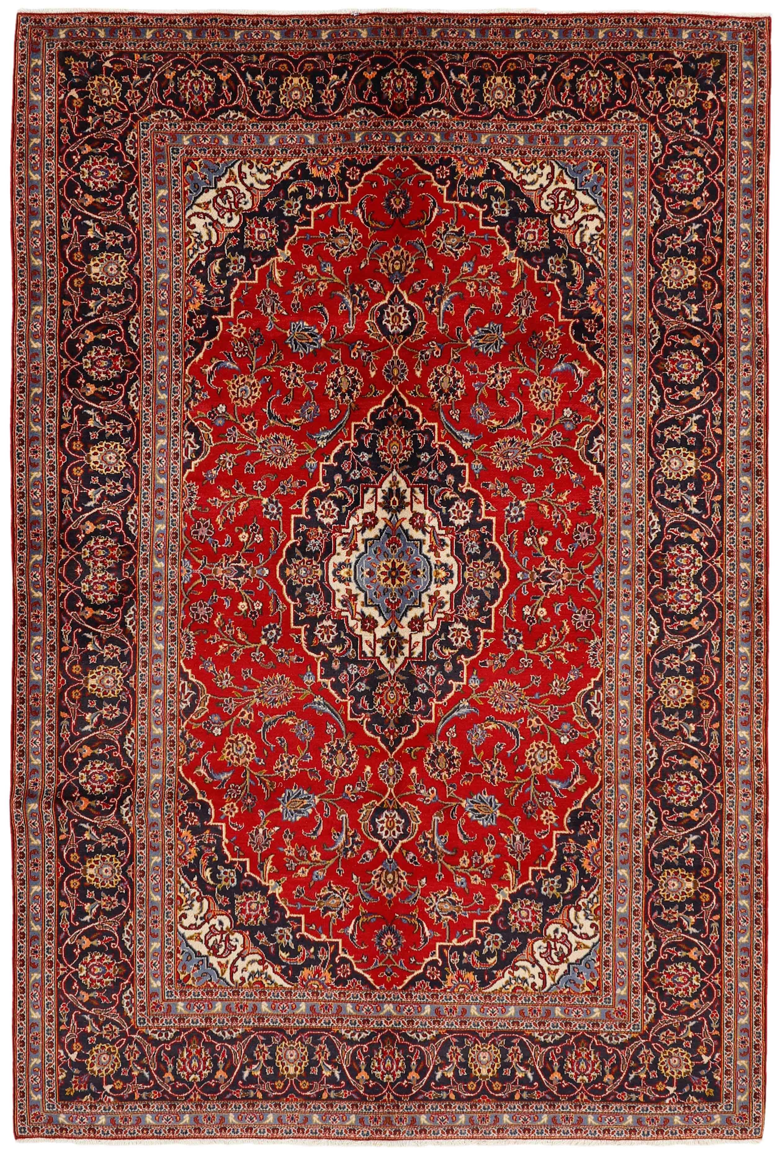 Authentic persian rug with Traditionalfloral design in red and blue